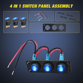 Foto 4 | Panel De Interruptores Nilight De 3 Bandas, 12 V, Resistente Al Agua Con Luz Led Azul - Venta Internacional.