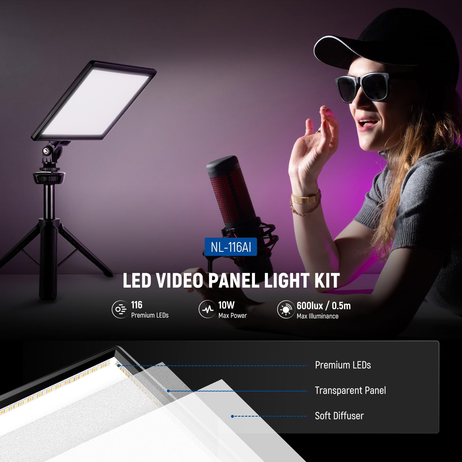 Foto 3 pulgar | Panel De Luz Led Para Vídeo Neewer Nl-116ai Con Trípode Y Batería - Venta Internacional.