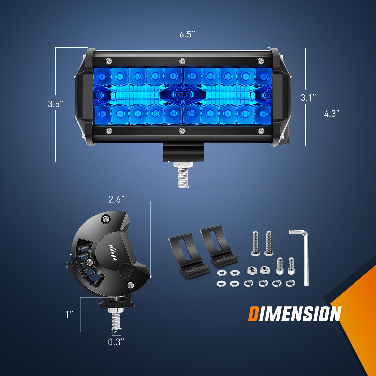 Foto 3 pulgar | Lámpara Led Nilight, 16,5 Cm, Triple Fila Azul, 2 Unidades, 120 W, 12 V - Venta Internacional.