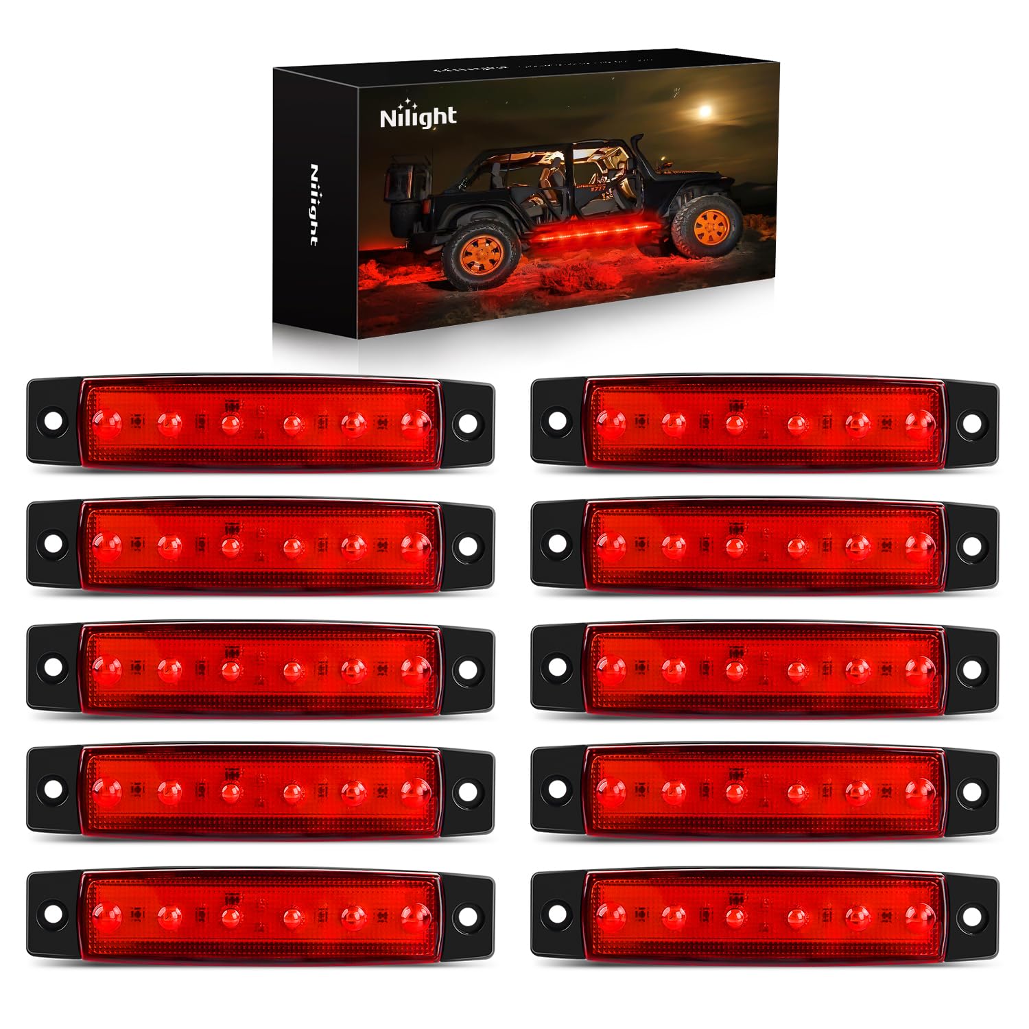 Foto 2 pulgar | Luz Indicadora Lateral Nilight, 10 Unidades, 3,8 Pulgadas, 6 Led, Roja, Para Camión - Venta Internacional.