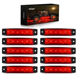 Foto 1 | Luz Indicadora Lateral Nilight, 10 Unidades, 3,8 Pulgadas, 6 Led, Roja, Para Camión - Venta Internacional.