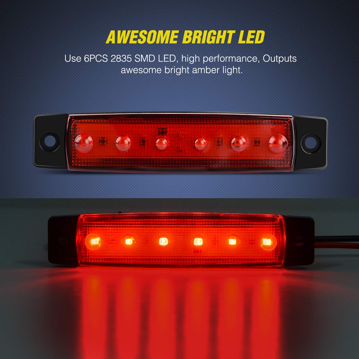 Foto 4 | Luz Indicadora Lateral Nilight, 10 Unidades, 3,8 Pulgadas, 6 Led, Roja, Para Camión - Venta Internacional.