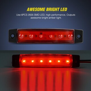 Foto 4 | Luz Indicadora Lateral Nilight, 10 Unidades, 3,8 Pulgadas, 6 Led, Roja, Para Camión - Venta Internacional.