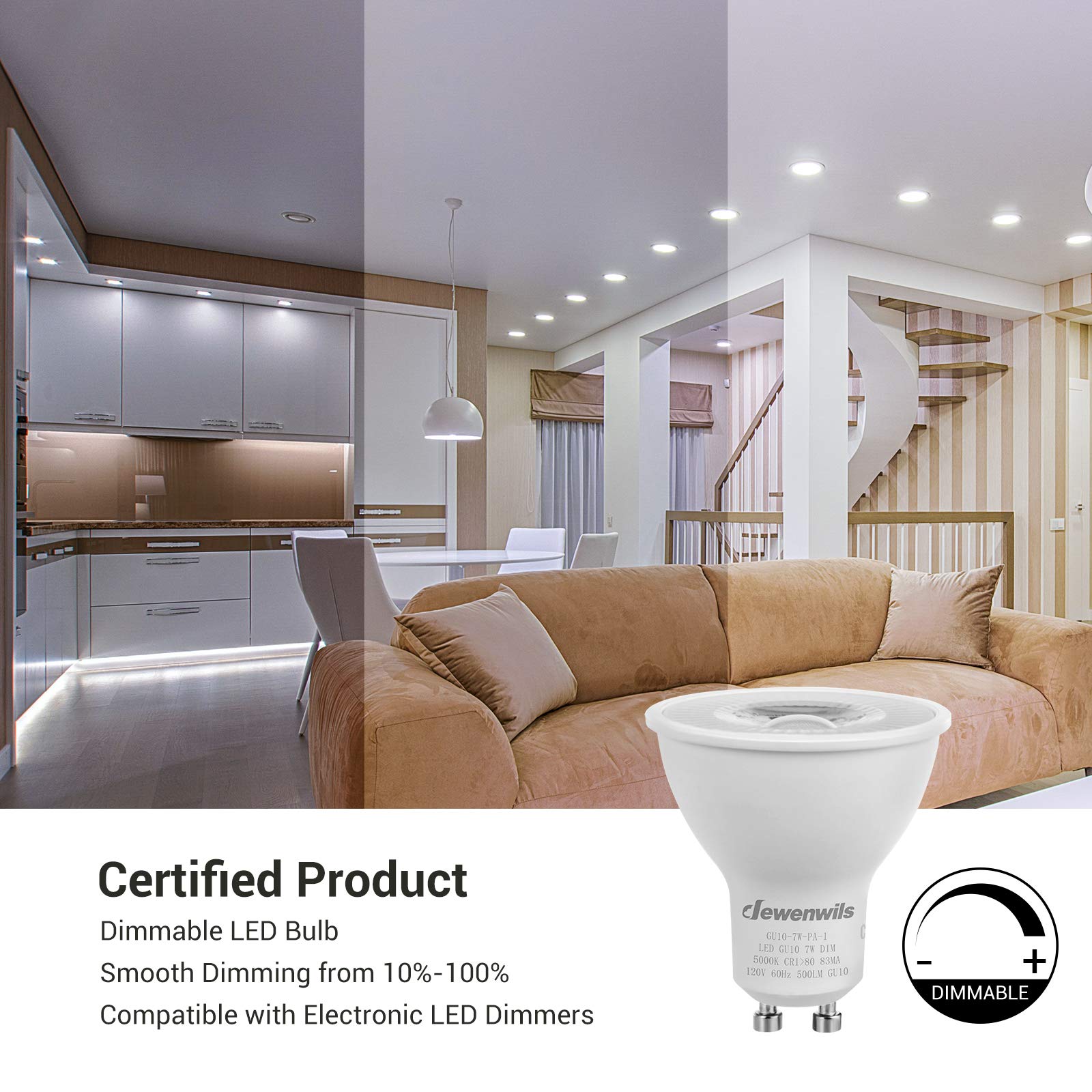 Foto 3 | Bombilla Led Dewenwils Gu10 Regulable 7 W (equivalente A 50 W) 5000 K - Venta Internacional.