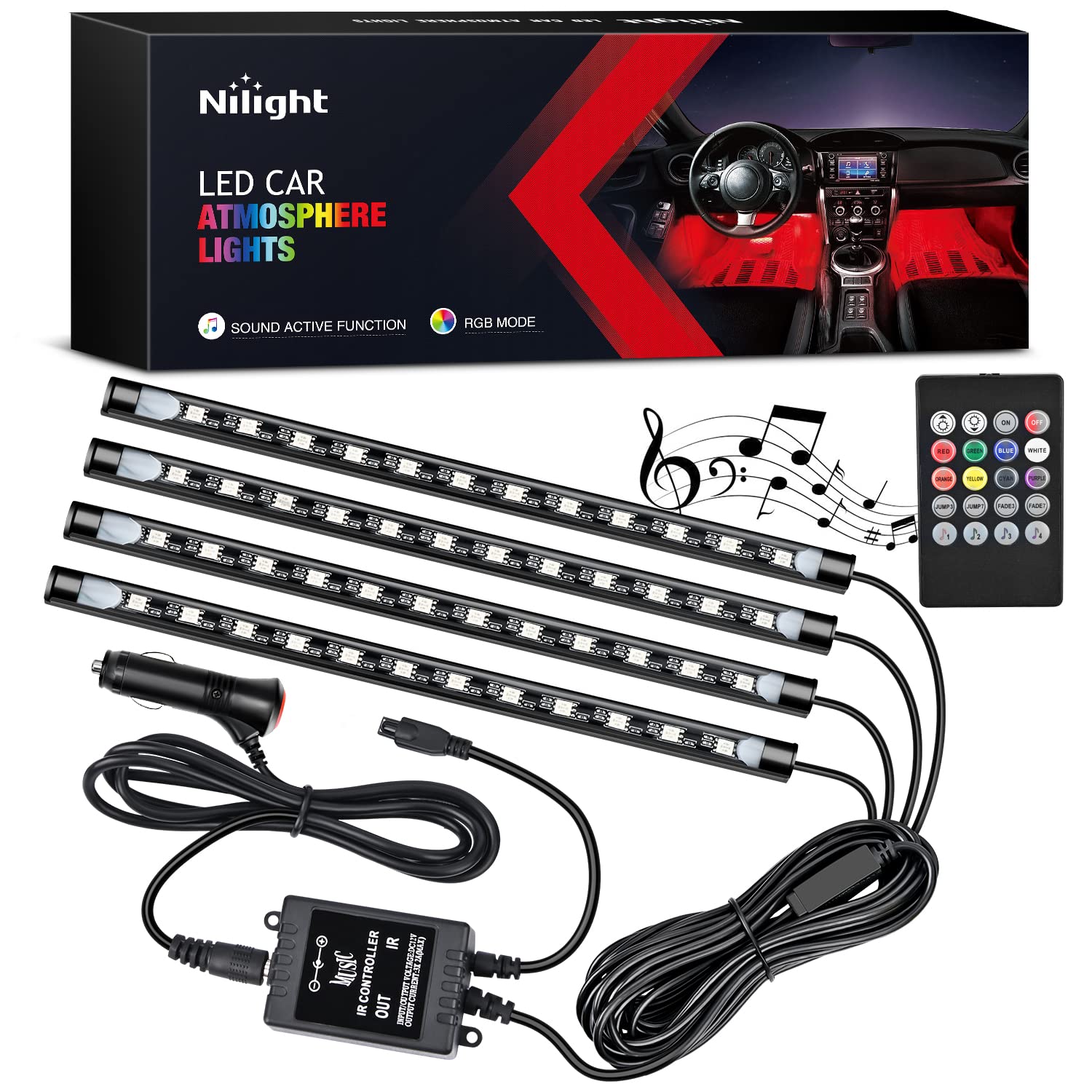 Foto 1 | Luces Interiores Nilight Tr-06 48 Led, 4 Unidades, 12 V, Con Mando A Distancia - Venta Internacional.