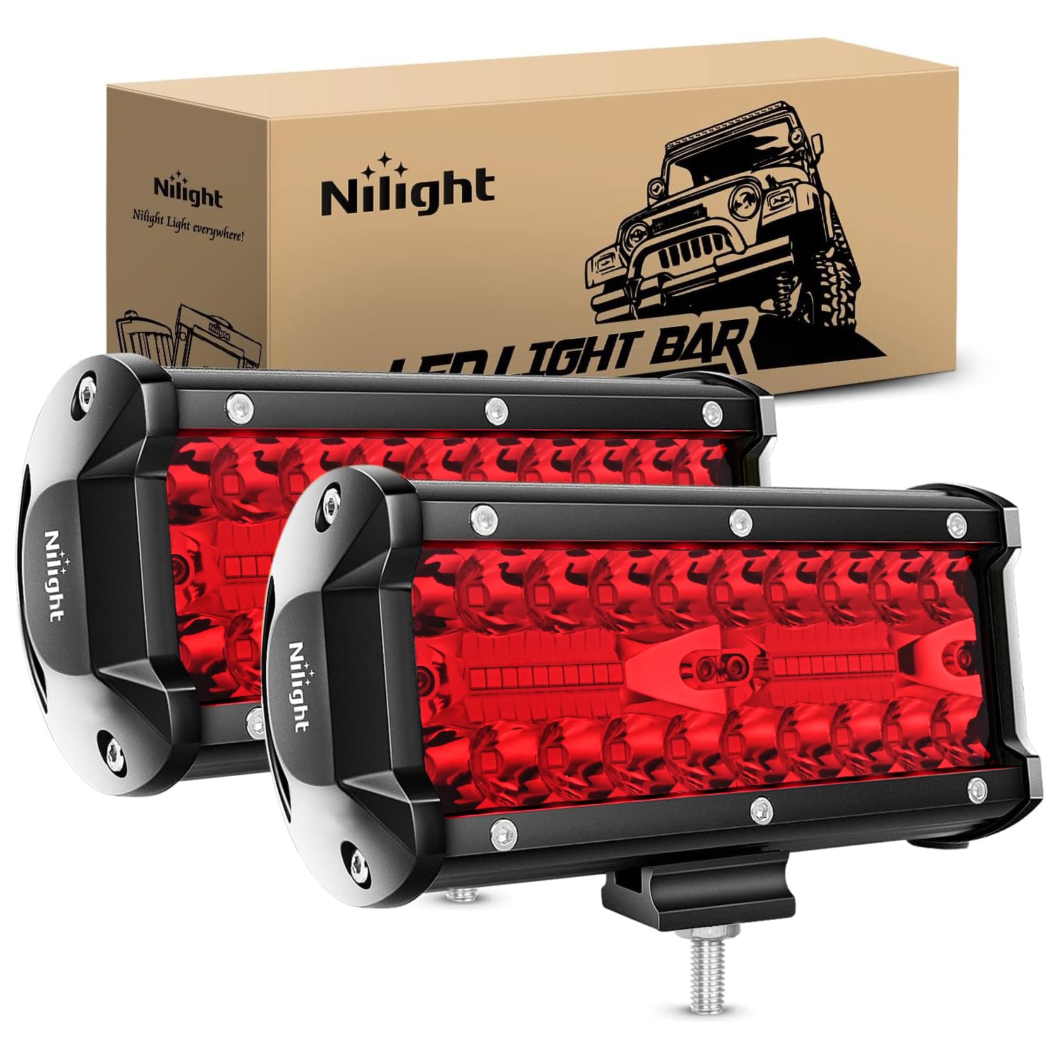 Foto 2 pulgar | Lámpara Led Nilight, 6,5 Pulgadas, Triple Fila Roja, 120 W, 2 Unidades - Venta Internacional.