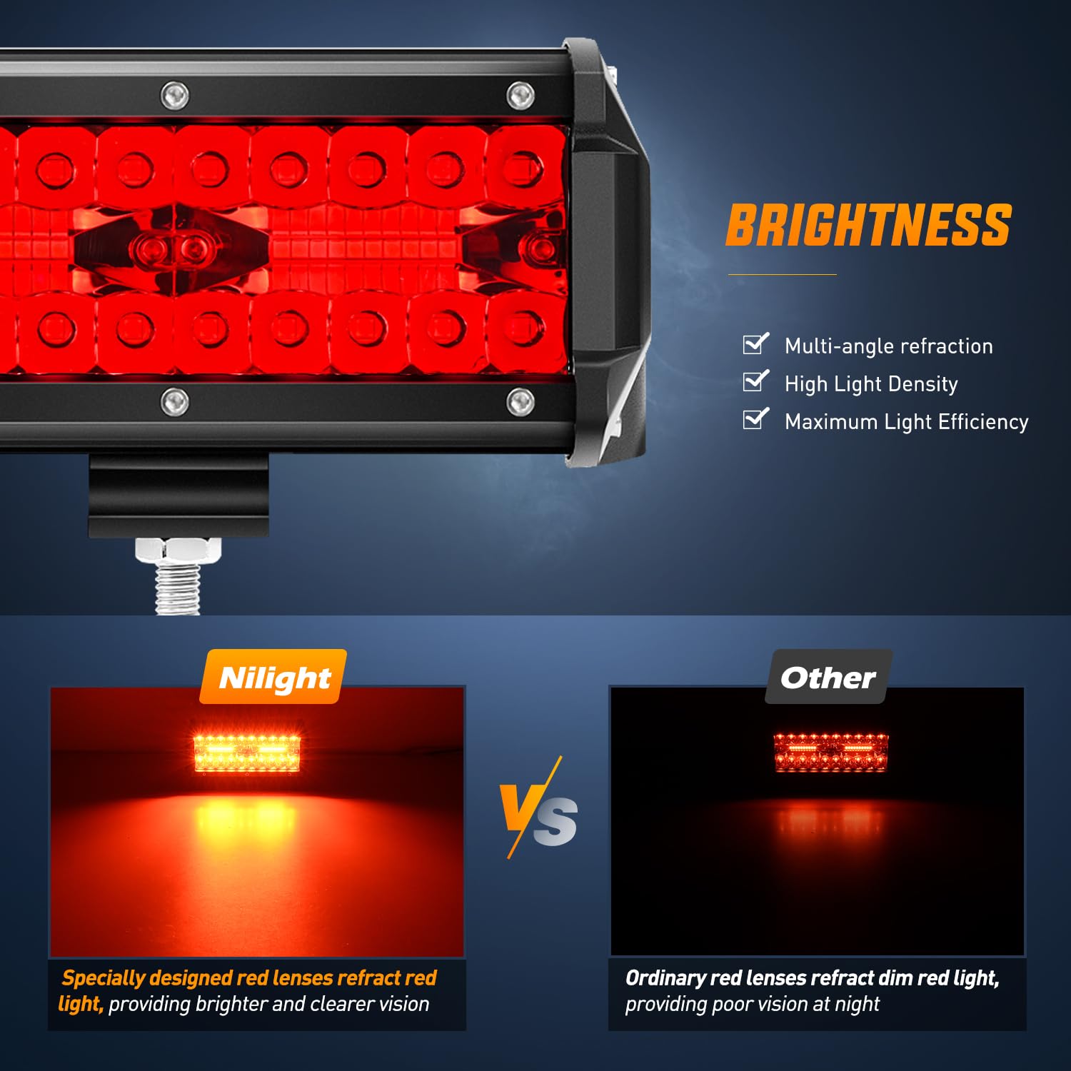 Foto 4 pulgar | Lámpara Led Nilight, 6,5 Pulgadas, Triple Fila Roja, 120 W, 2 Unidades - Venta Internacional.