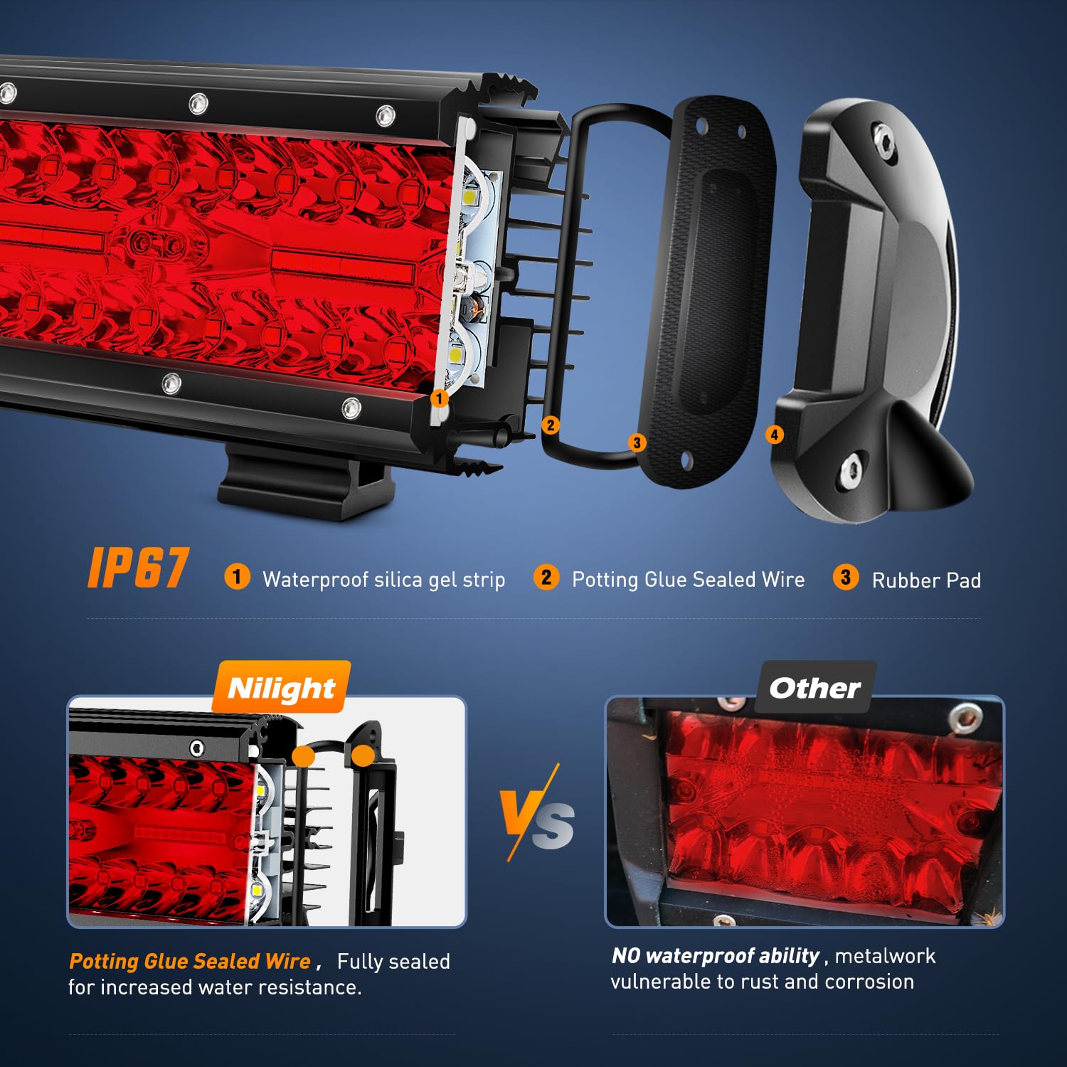 Foto 5 pulgar | Lámpara Led Nilight, 6,5 Pulgadas, Triple Fila Roja, 120 W, 2 Unidades - Venta Internacional.