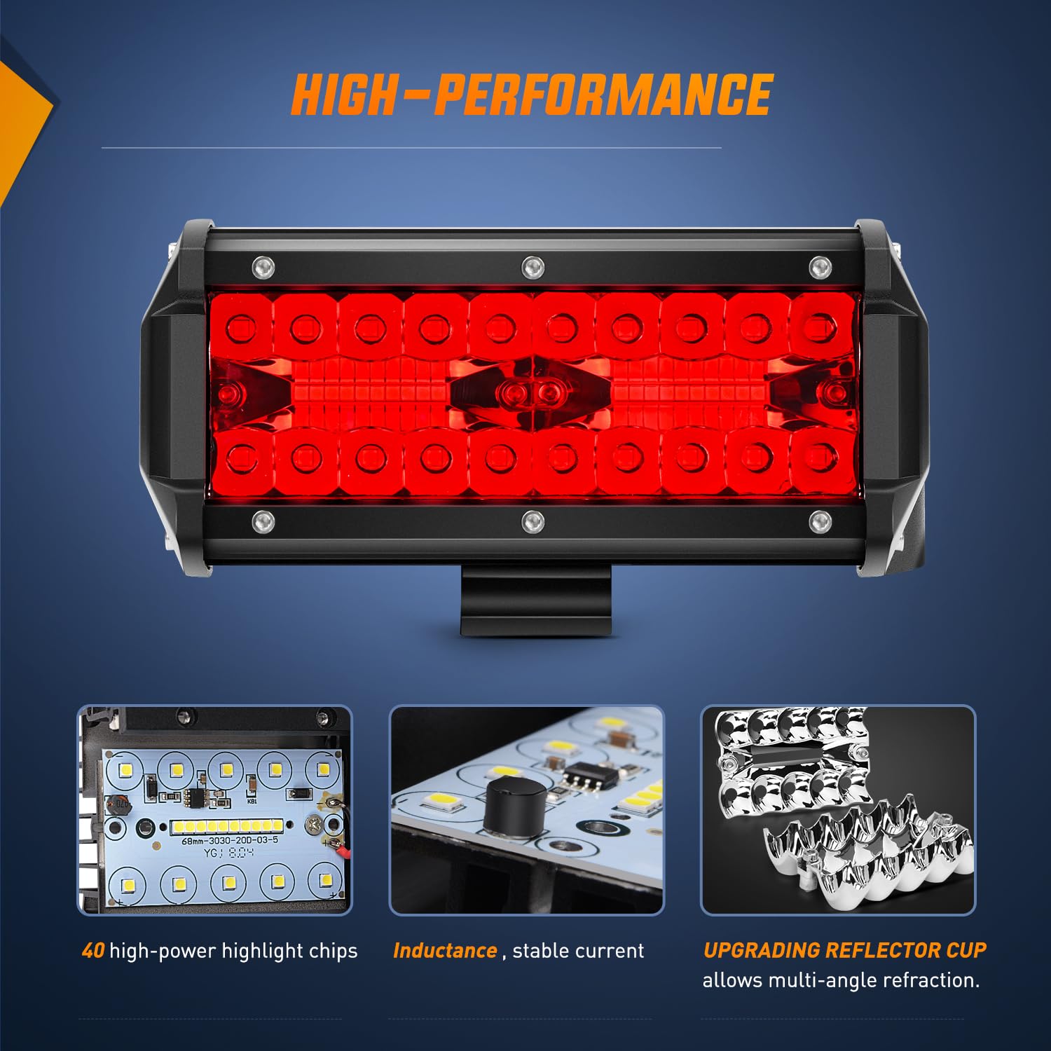 Foto 6 pulgar | Lámpara Led Nilight, 6,5 Pulgadas, Triple Fila Roja, 120 W, 2 Unidades - Venta Internacional.
