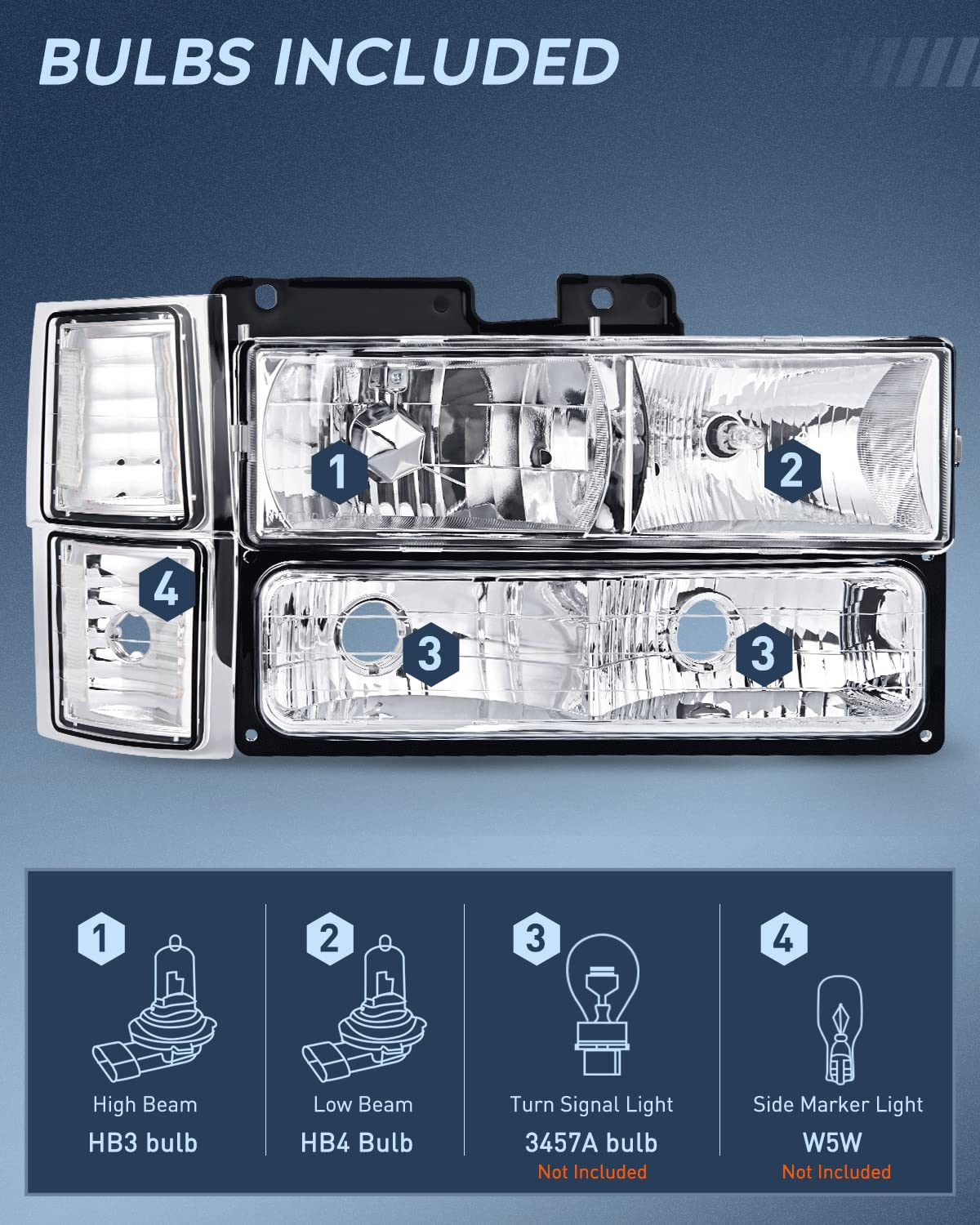 Foto 3 pulgar | Conjunto De Faros Nilight Para Chevy Silverado 1994-1998 - Venta Internacional.
