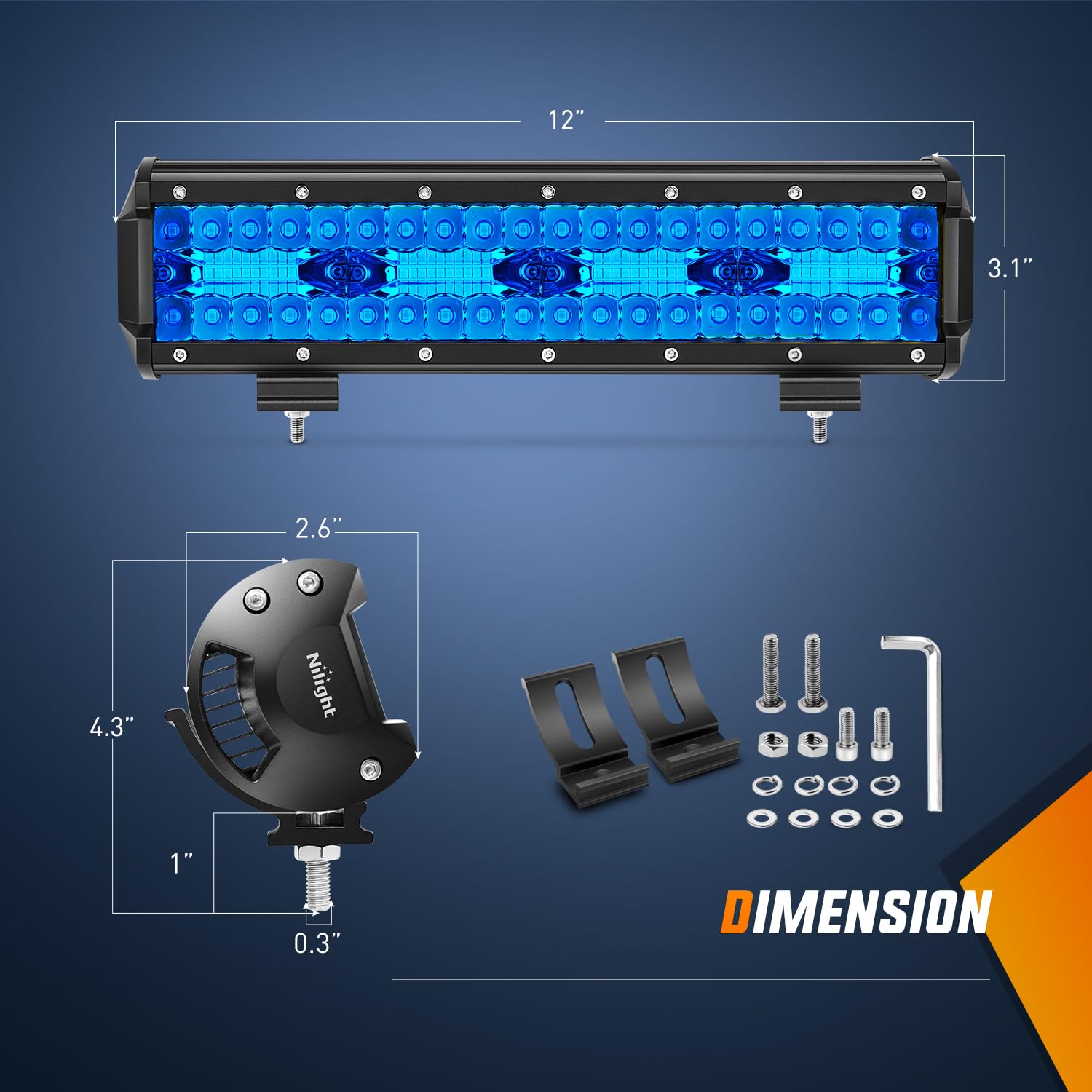 Foto 3 pulgar | Barra De Luces Led Nilight, 30 Cm, Azul, Triple Fila, 240 W, Spot & Flood - Venta Internacional.