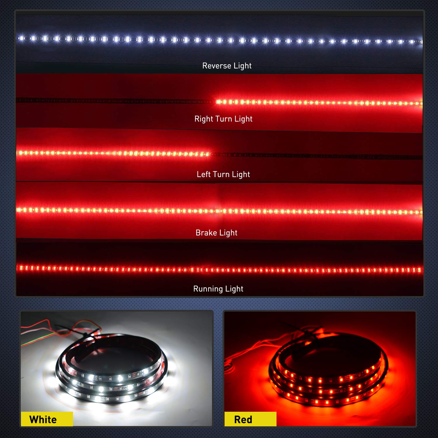 Foto 5 pulgar | Tira De Luces Led Para Portón Trasero Nilight 48/49 90 Led Rojo/blanco - Venta Internacional.