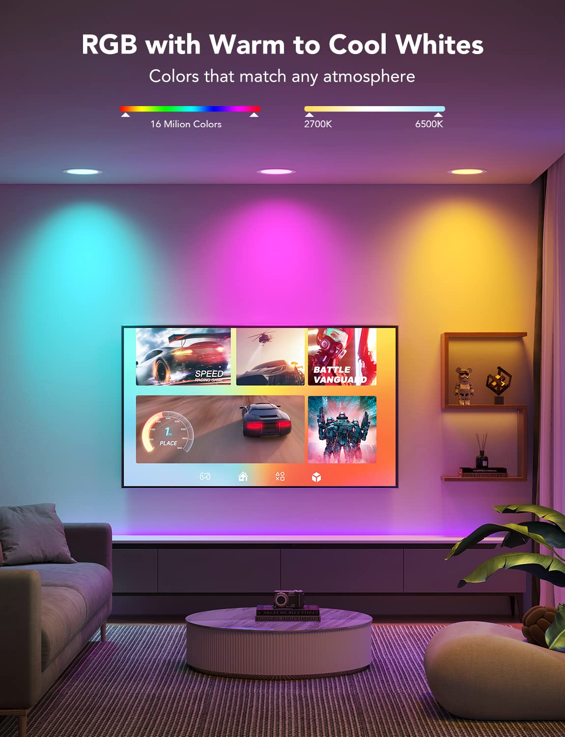 Foto 2 | Lámpara Empotrada Inteligente Govee De 10 Cm, Led Rgbww, 850 Lm, Paquete De 4 - Venta Internacional.