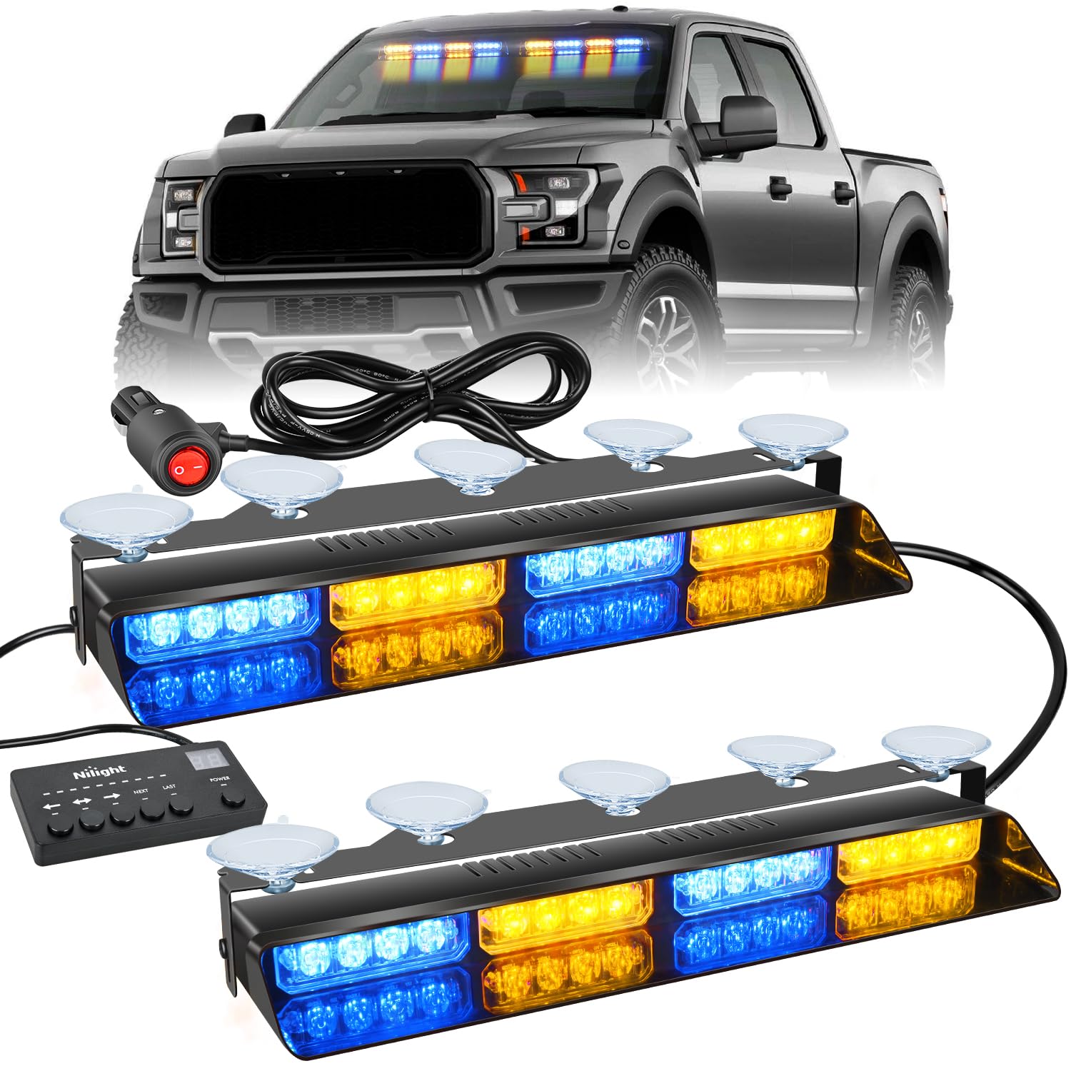 Foto 2 pulgar | Luces Estroboscópicas De Emergencia Para Salpicadero Nilight 32 Led, Color Ámbar Azul - Venta Internacional.
