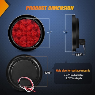 Foto 2 | Luces Traseras Para Remolque Nilight Tl-18, 4 Cm, Redondas, Led Rojas, X2 - Venta Internacional.