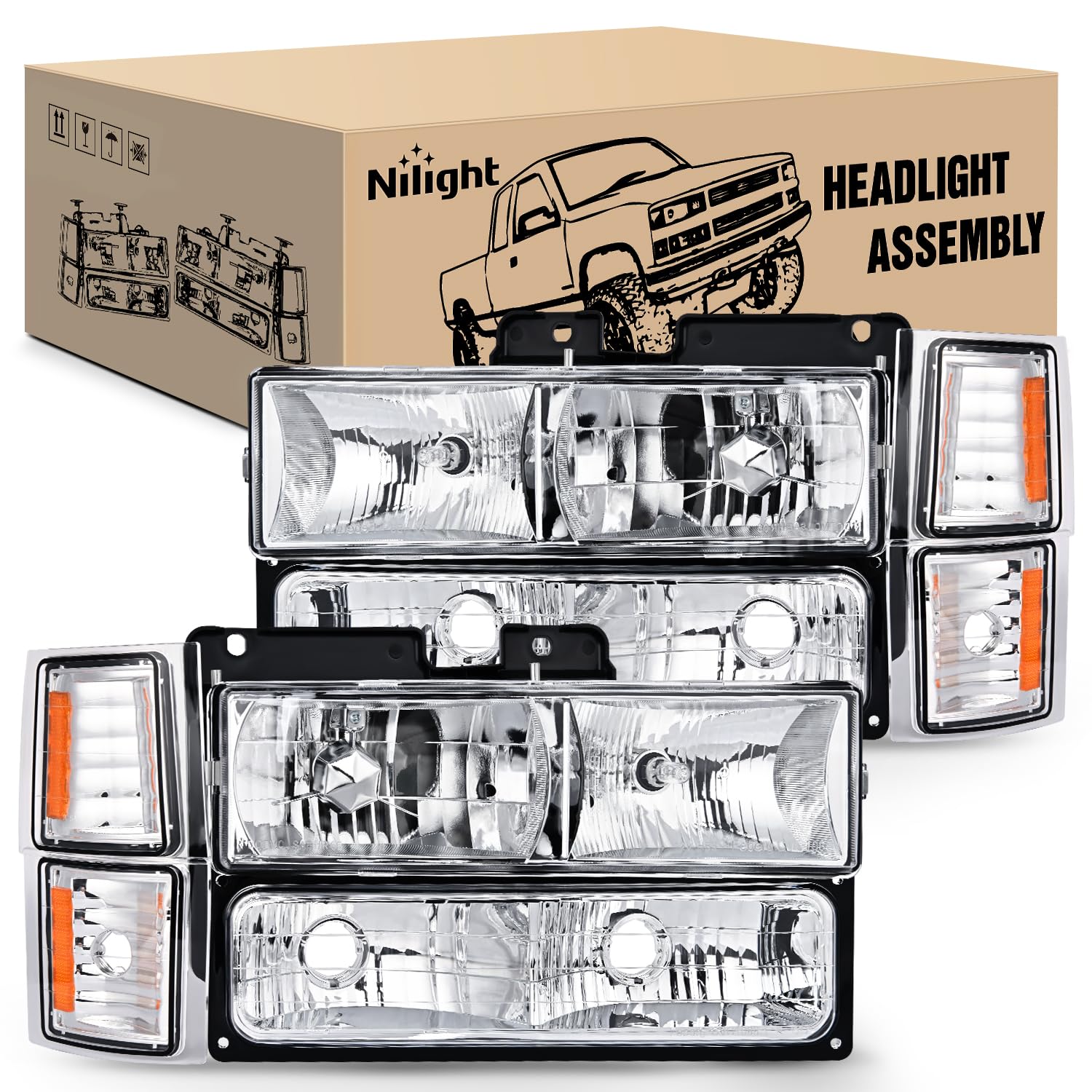 Foto 2 pulgar | Conjunto De Faros Nilight Para Chevy Silverado 1994-1998 - Venta Internacional.
