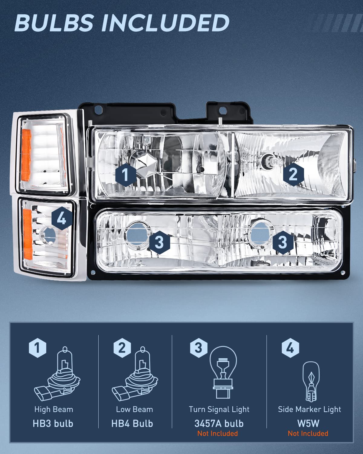Foto 3 pulgar | Conjunto De Faros Nilight Para Chevy Silverado 1994-1998 - Venta Internacional.