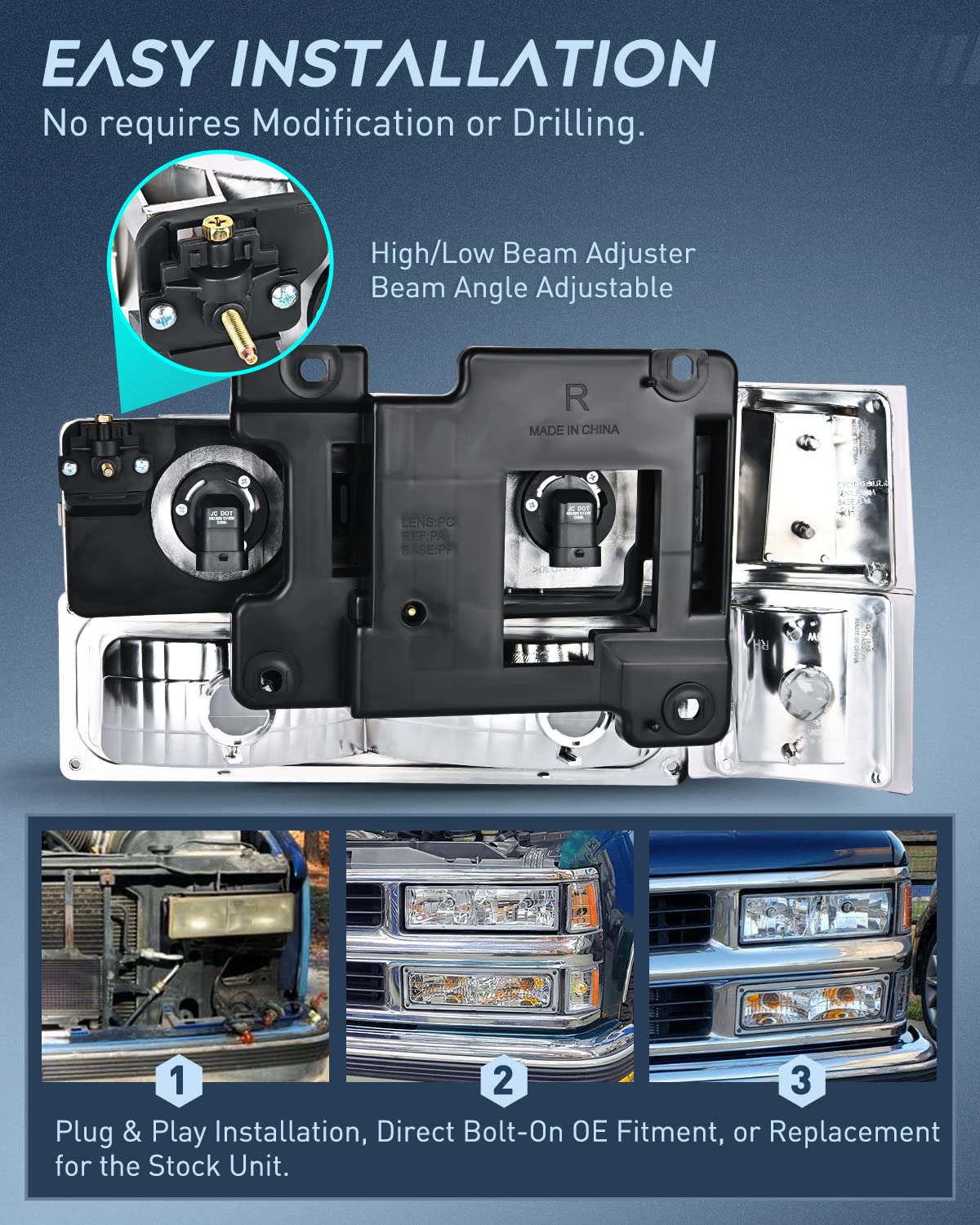 Foto 8 pulgar | Conjunto De Faros Nilight Para Chevy Silverado 1994-1998 - Venta Internacional.