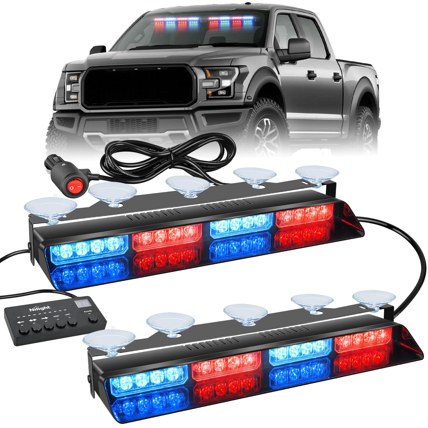 Luces Estroboscópicas De Emergencia Para Salpicadero, 32 Led, Rojo Y Azul - Venta Internacional.
