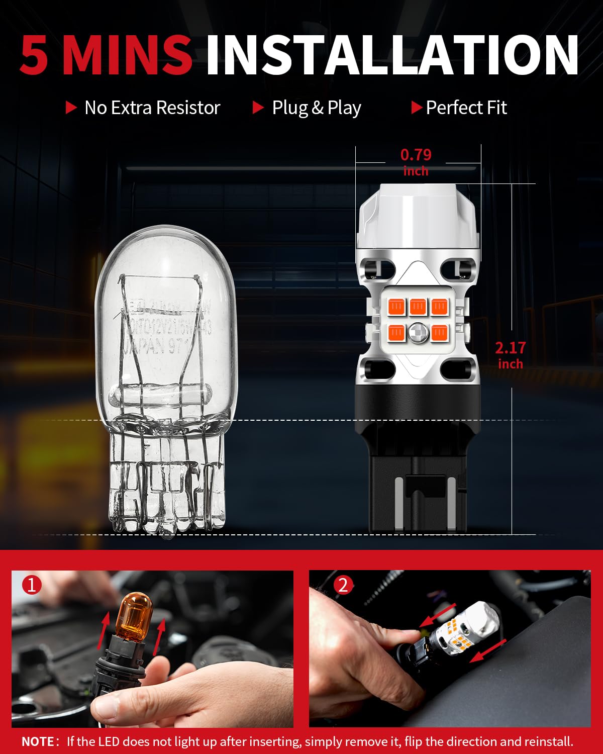 Foto 5 pulgar | Bombilla Led De Señal De Giro Lasfit T3 7440 7443 Amber 4000lm 48w - Venta Internacional.