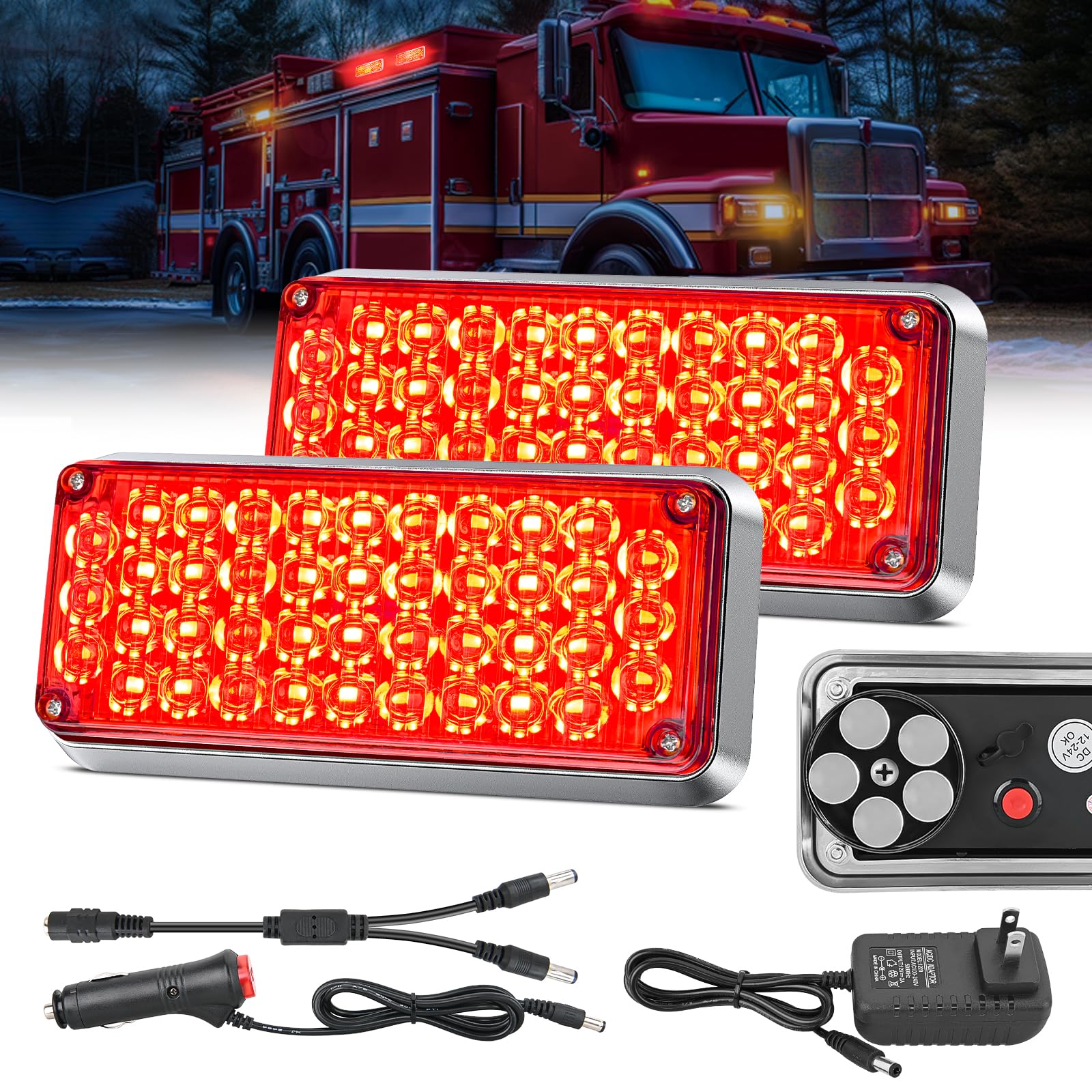 Luces Estroboscópicas Magnéticas Inalámbricas Nilight 42 Led Rojas, 2 Unidades - Venta Internacional.
