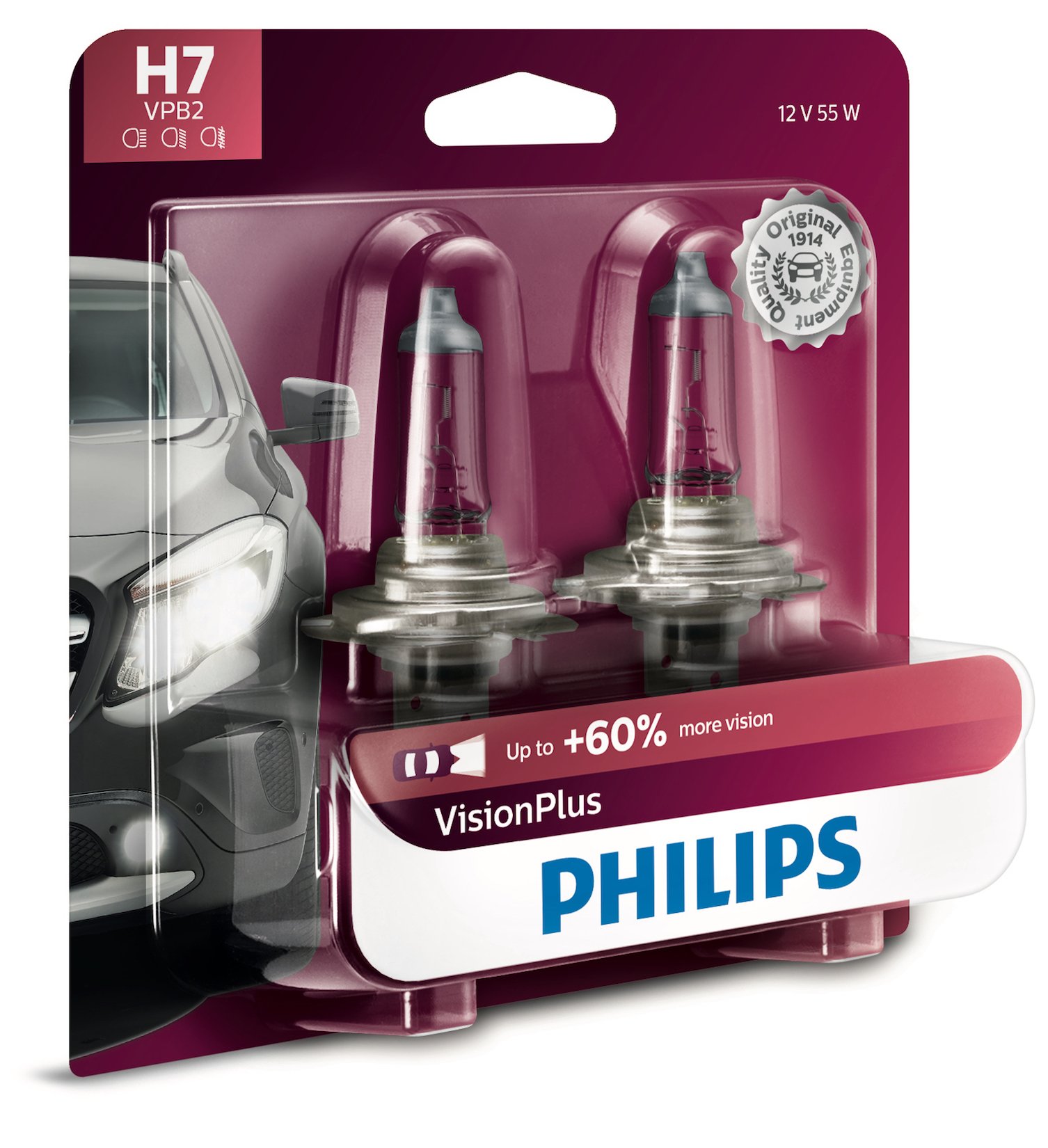 Foto 2 pulgar | La Bombilla Para Faros Delanteros Philips H7 Visionplus Mejora Un 60% Más De Visión - Venta Internacional.