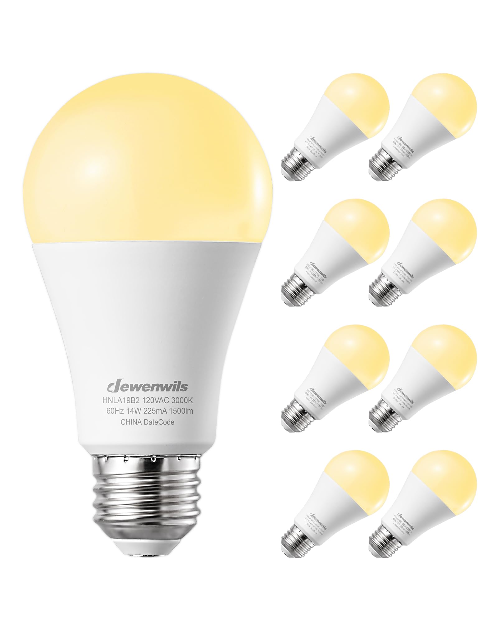 Foto 2 pulgar | Bombilla Led Dewenwils A19 14 W 1500 Lm 3000 K E26, Paquete De 8 - Venta Internacional.