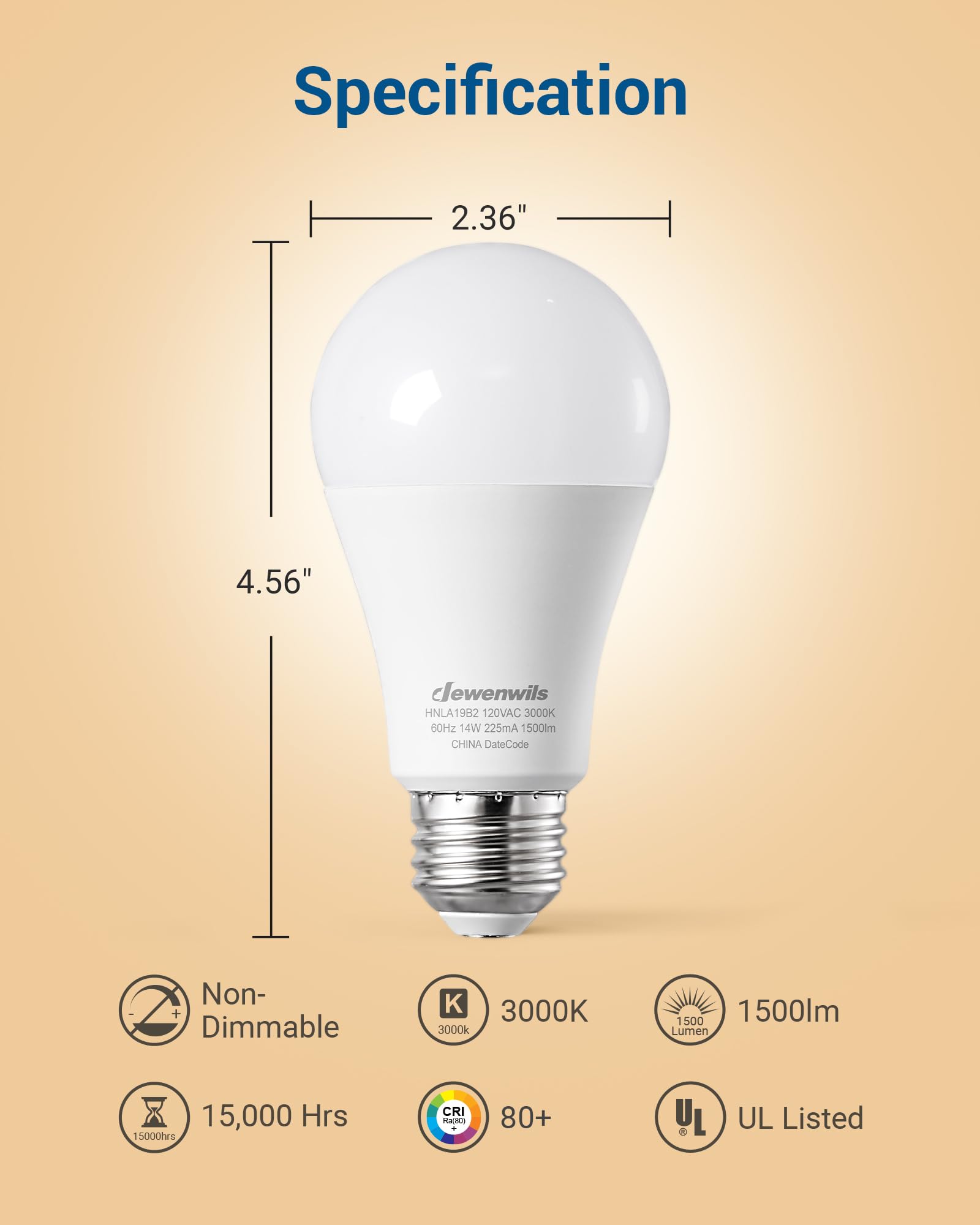 Foto 7 pulgar | Bombilla Led Dewenwils A19 14 W 1500 Lm 3000 K E26, Paquete De 8 - Venta Internacional.
