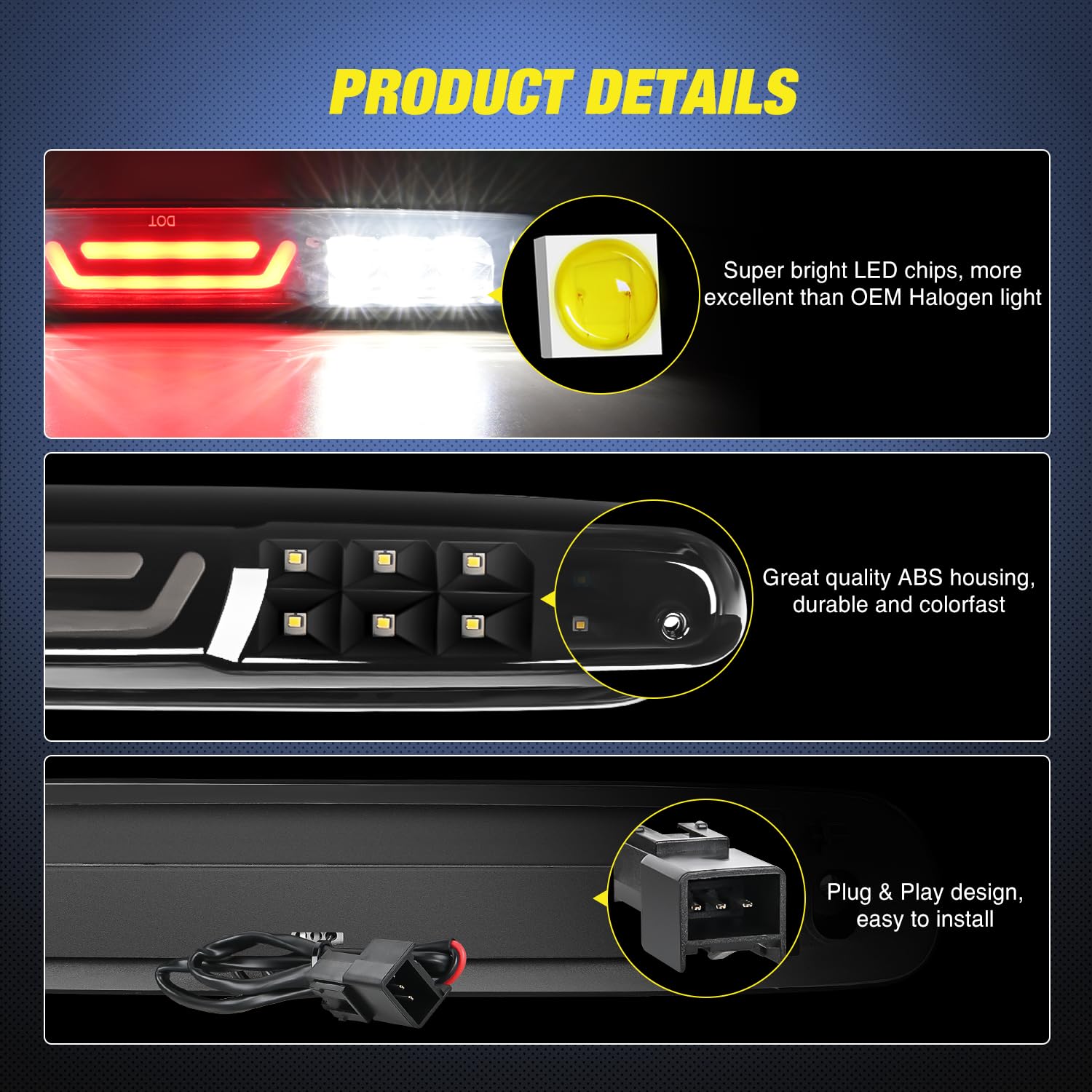 Foto 3 pulgar | Tercera Luz De Freno Nilight High Mount Para Chevy Silverado - Venta Internacional.