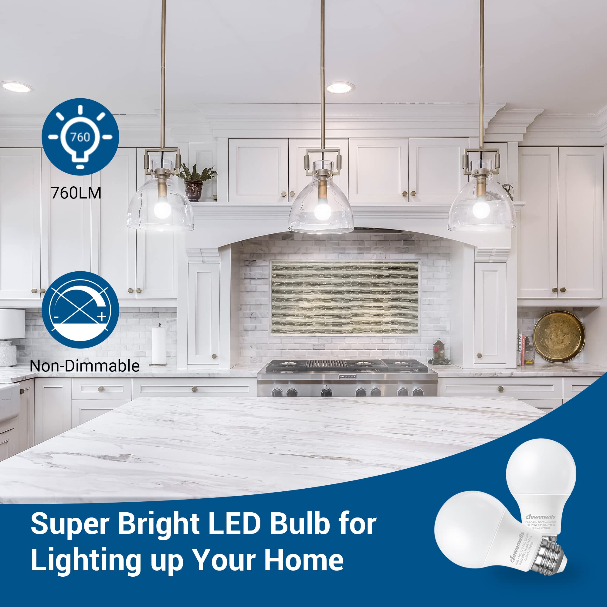 Foto 3 pulgar | Bombilla Led Dewenwils A19 De 9 W (equivalente A 60 W) 5000 K 760 Lm - Venta Internacional.