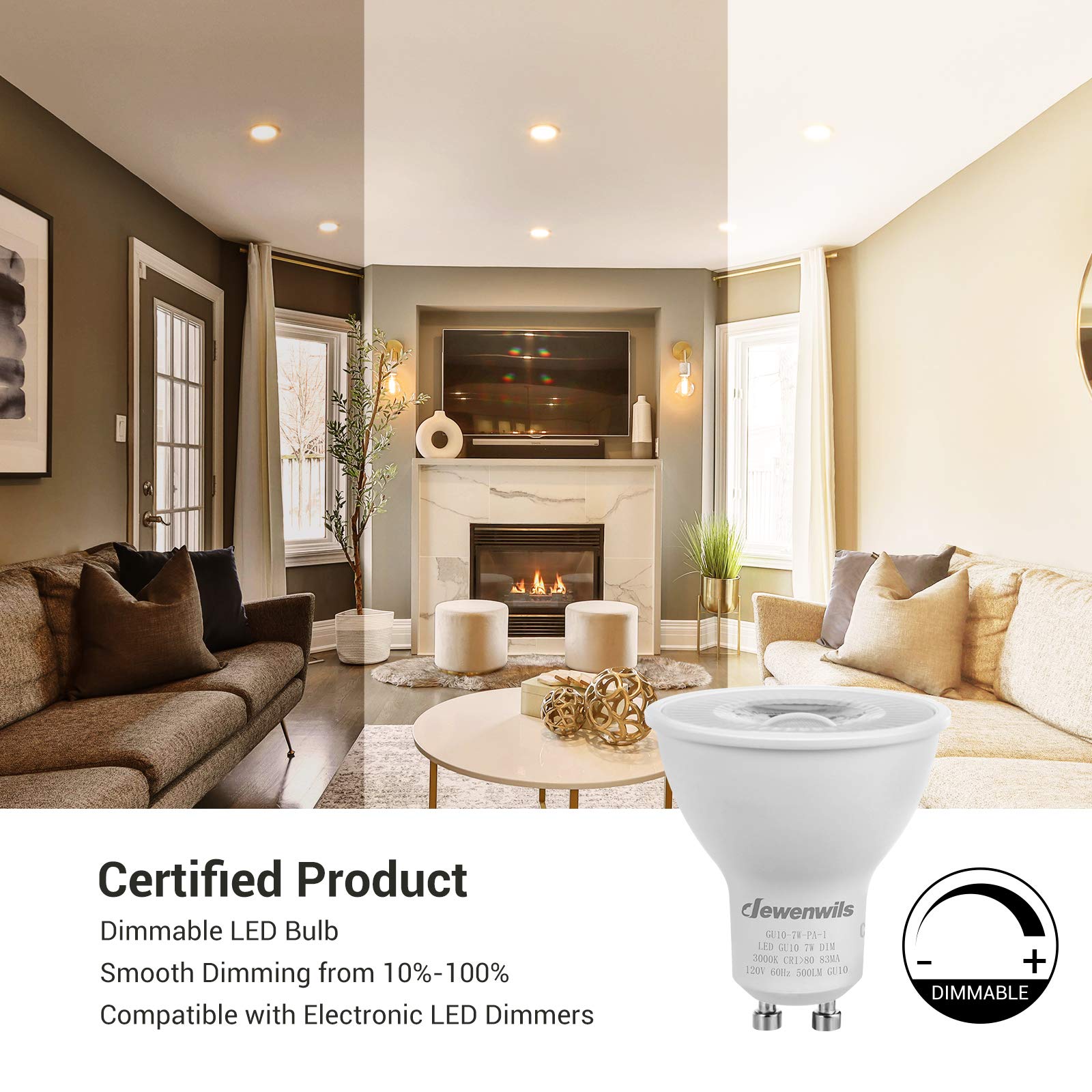 Foto 3 | Bombilla Led Dewenwils Gu10 De 7 W (equivalente A 50 W), 3000 K, Regulable, Paquete De 6 - Venta Internacional.