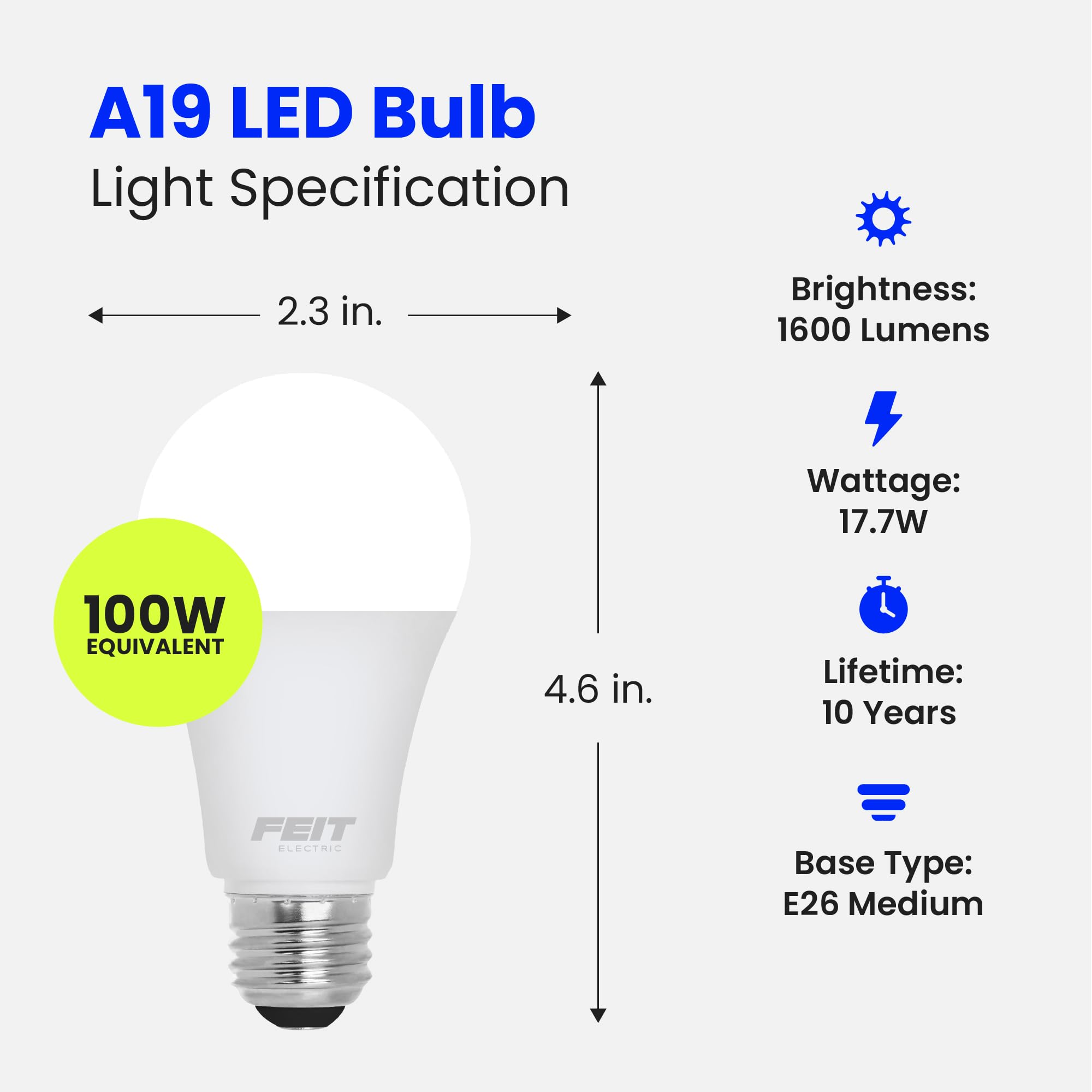 Foto 3 pulgar | Paquete De 6 Bombillas Led Feit Electric A19, 17,7 W, 1600 Lúmenes - Venta Internacional.