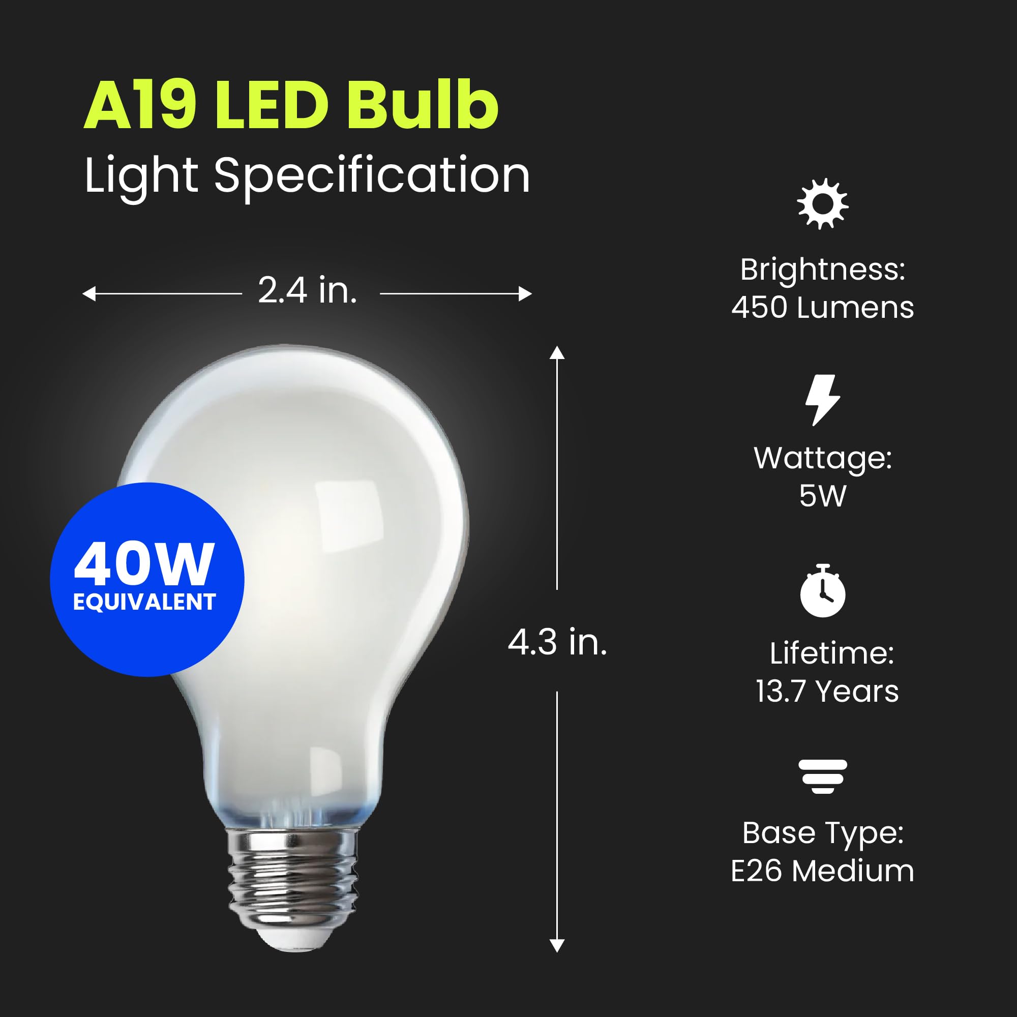 Foto 3 pulgar | Bombillas Led Feit Electric A19 8,8 W 450 Lm 4 Pack - Venta Internacional