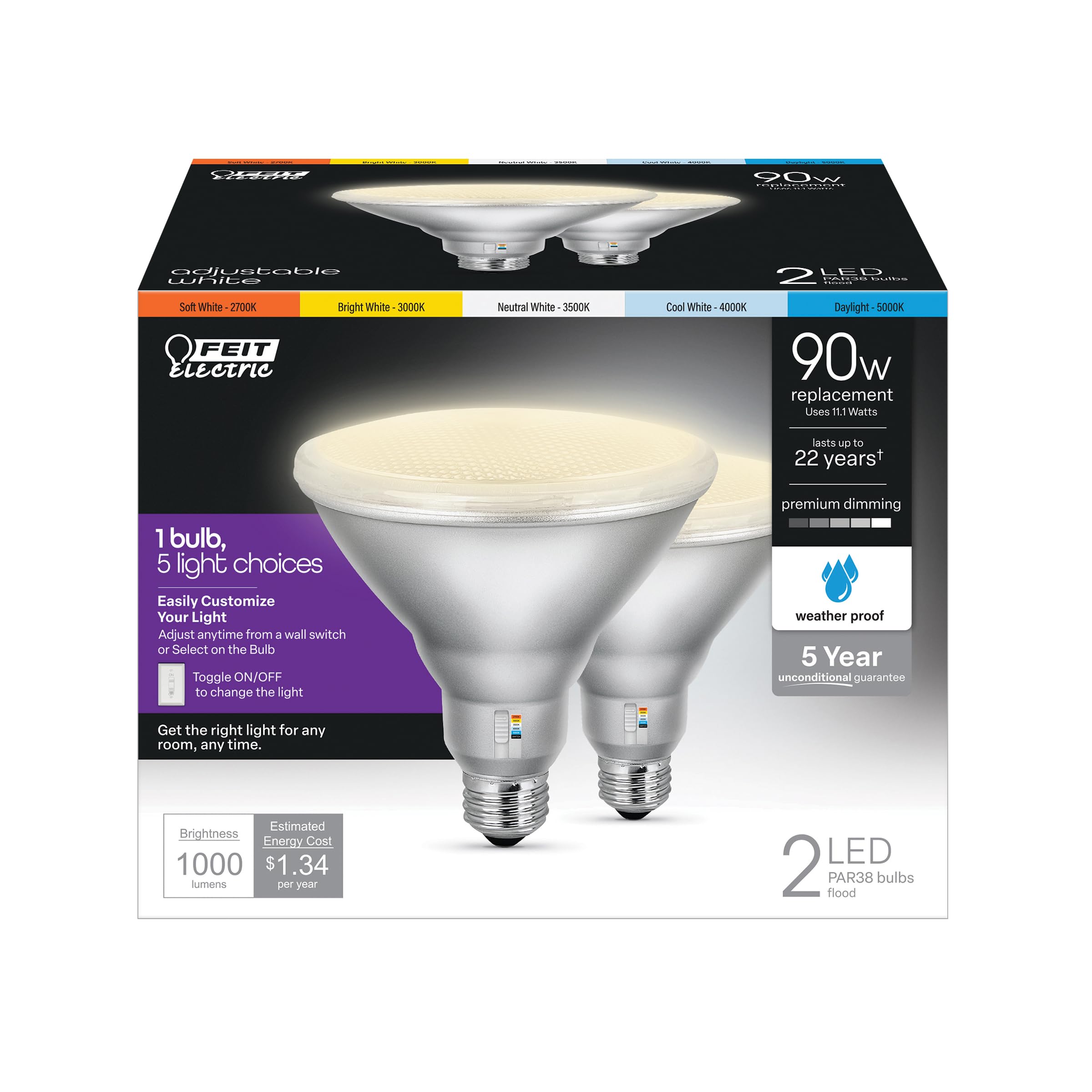 Foto 2 pulgar | Bombilla Led Feit Electric 90 W 1000 Lm 2 Piezas- Venta Internacional