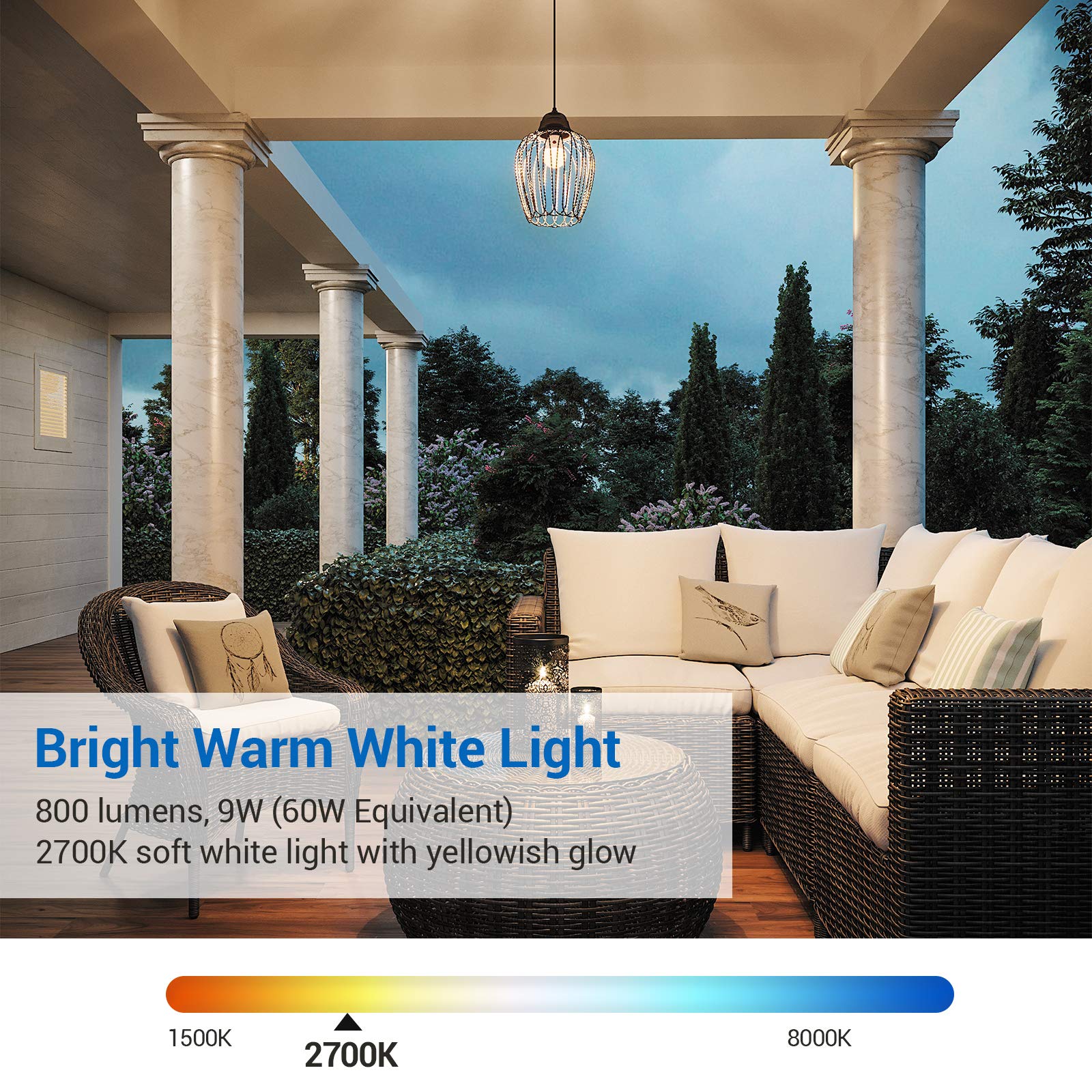 Foto 4 pulgar | Bombilla Led Dewenwils Del Anochecer Al Amanecer De 9 W (equivalente A 60 W), 2700 K - Venta Internacional.
