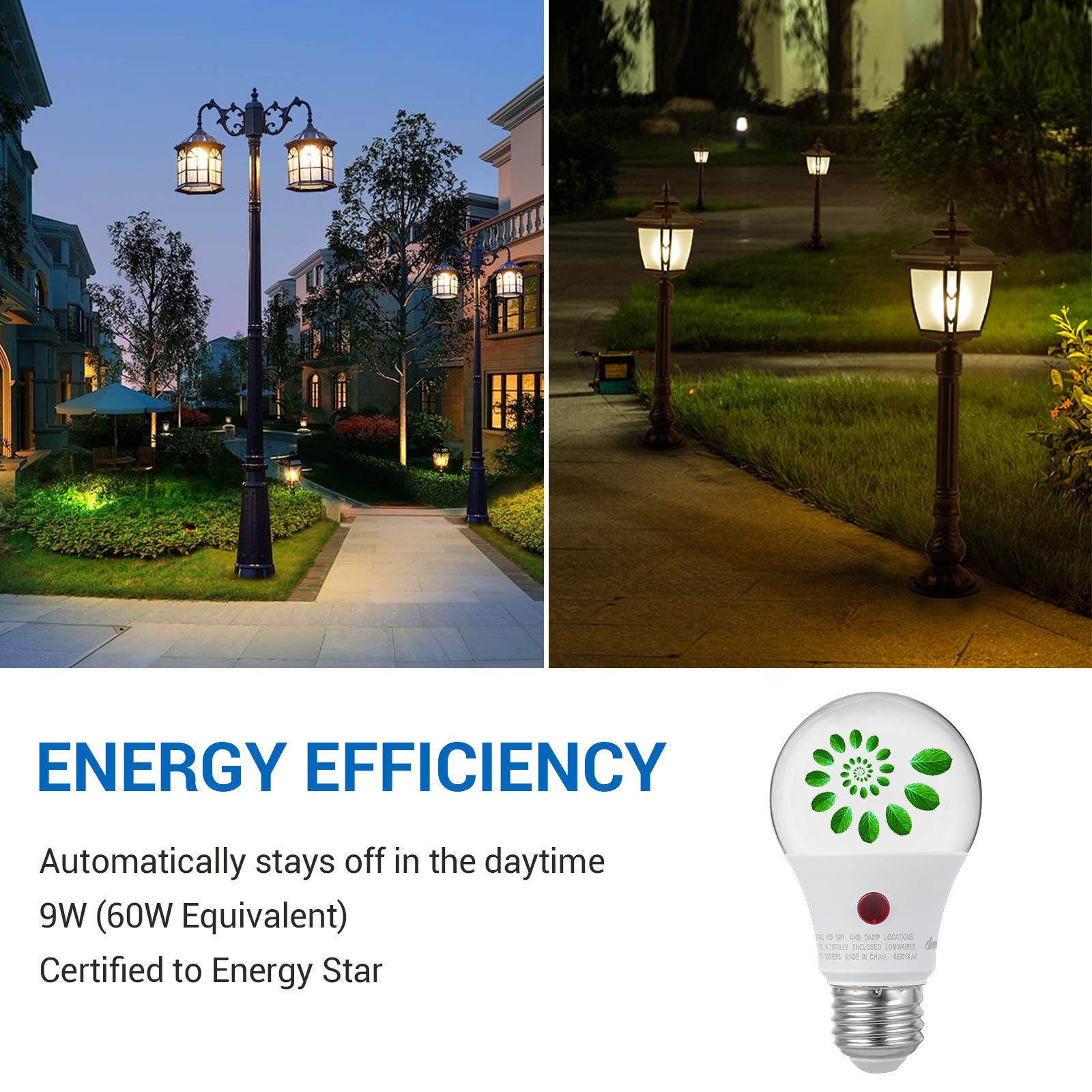 Foto 4 | Bombilla Led Dewenwils Del Anochecer Al Amanecer De 9 W (equivalente A 60 W), 2700 K - Venta Internacional.