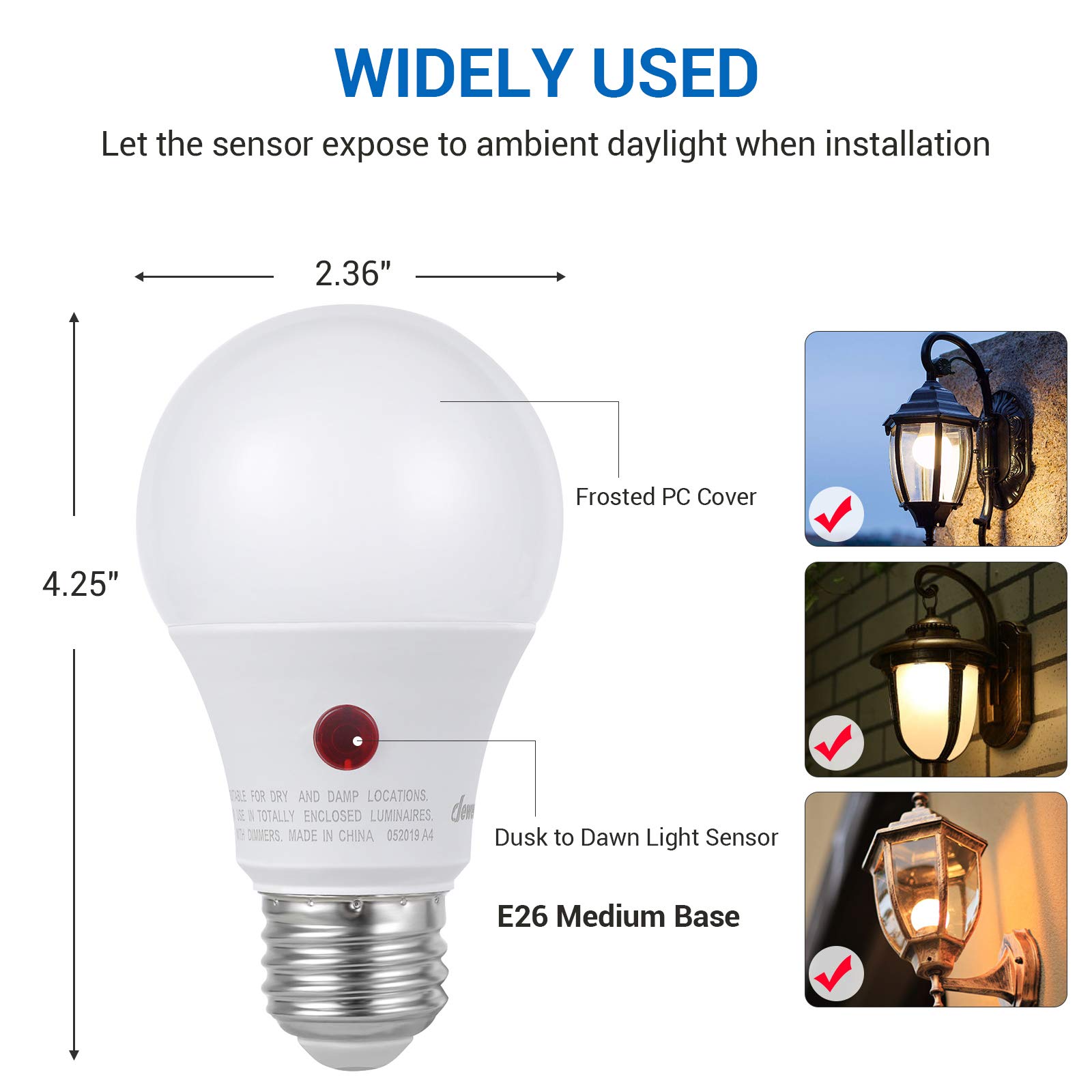 Foto 6 | Bombilla Led Dewenwils Del Anochecer Al Amanecer De 9 W (equivalente A 60 W), 2700 K - Venta Internacional.