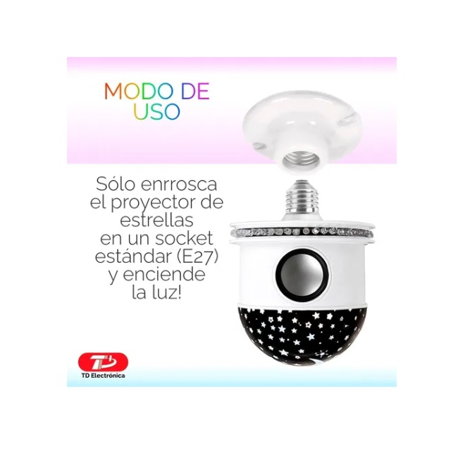 Foto 4 pulgar | Foco Led Proyector Estrellas Con Bocina Bluetooth