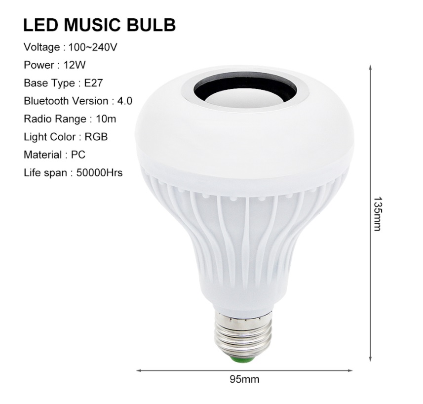 Foto 3 pulgar | Foco Led Rgb Con Bocina Bluetooth Y Control Remoto