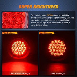 Foto 3 | Luz Trasera Para Remolque Nilight, Redonda, 24 Led, Roja, 2 Unidades, Impermeable - Venta Internacional.