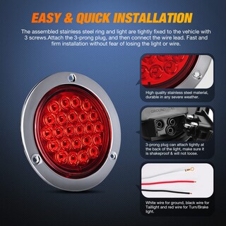 Foto 5 | Luz Trasera Para Remolque Nilight, Redonda, 24 Led, Roja, 2 Unidades, Impermeable - Venta Internacional.