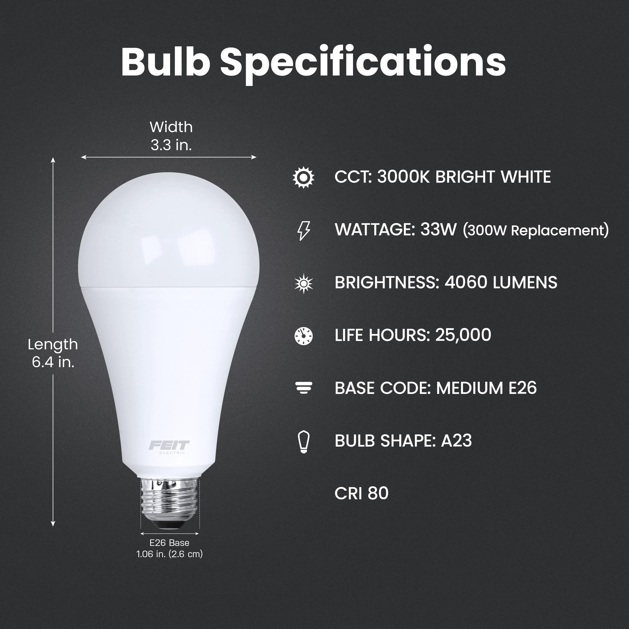 Foto 3 pulgar | Bombilla Led Feit Electric A23 33 W - Venta Internacional