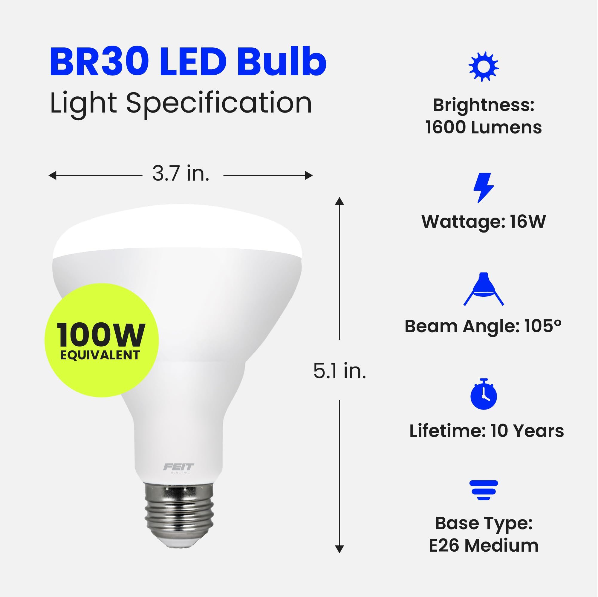 Foto 2 | Paquete De 6 Bombillas Led Feit Electric Br30  Equivalentes A 100 W - Venta Internacional.