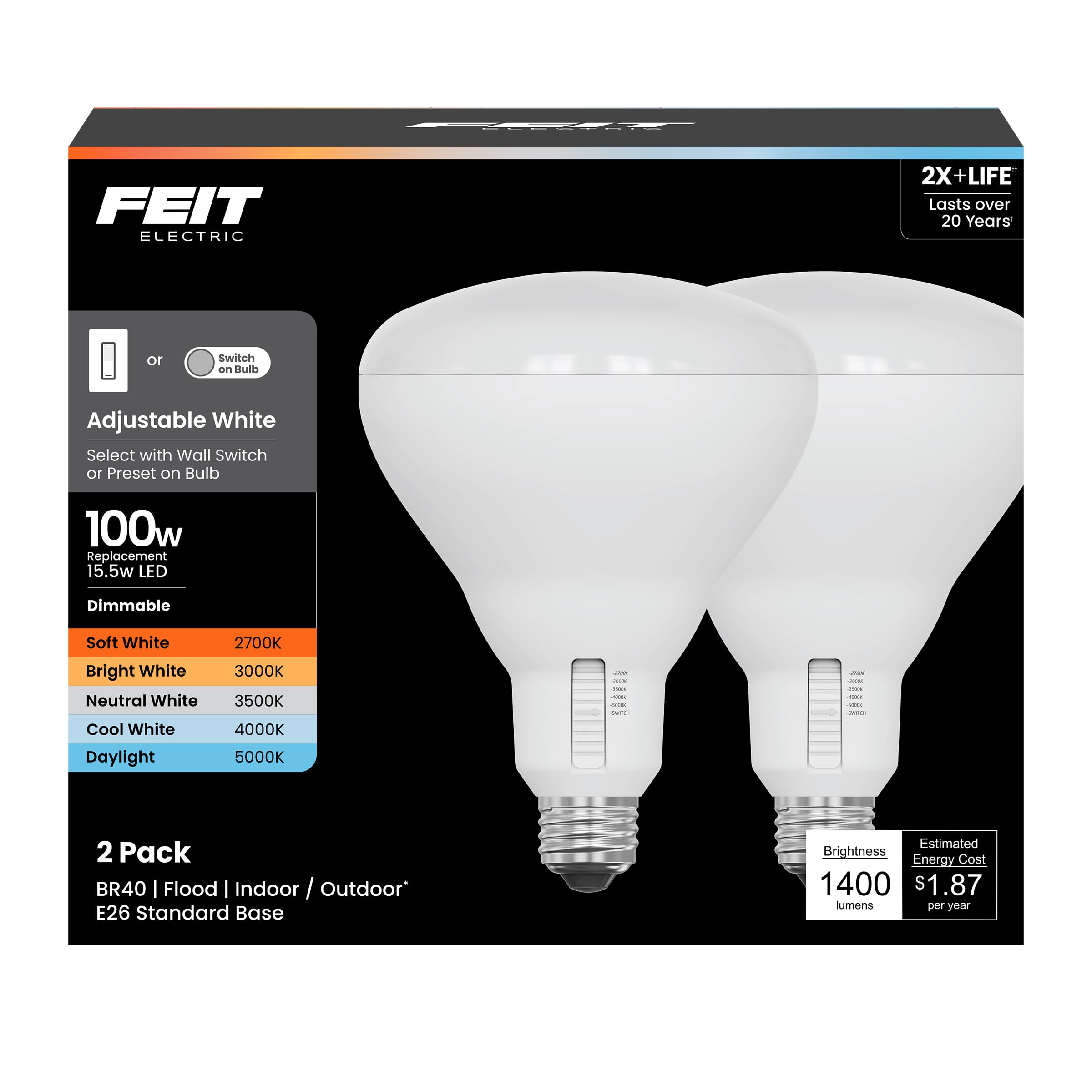 Foto 2 pulgar | Bombilla Led Feit Electric Br40  15 5 W  1400 Lm  100 W  5 Colores - Venta Internacional.