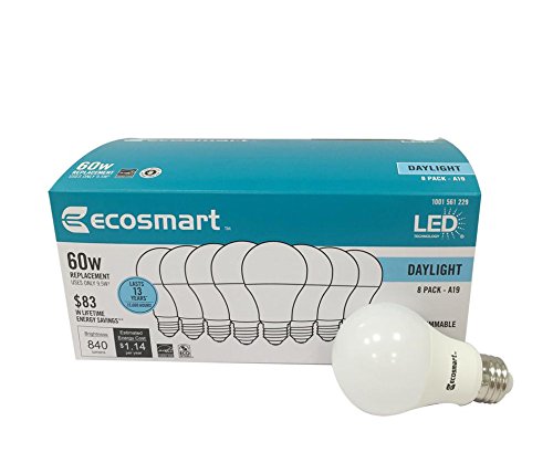 Foto 1 | Bombilla Led Ecosmart A19  9 5 W  840 Lm  5000 K  Paquete De 8 - Venta Internacional.