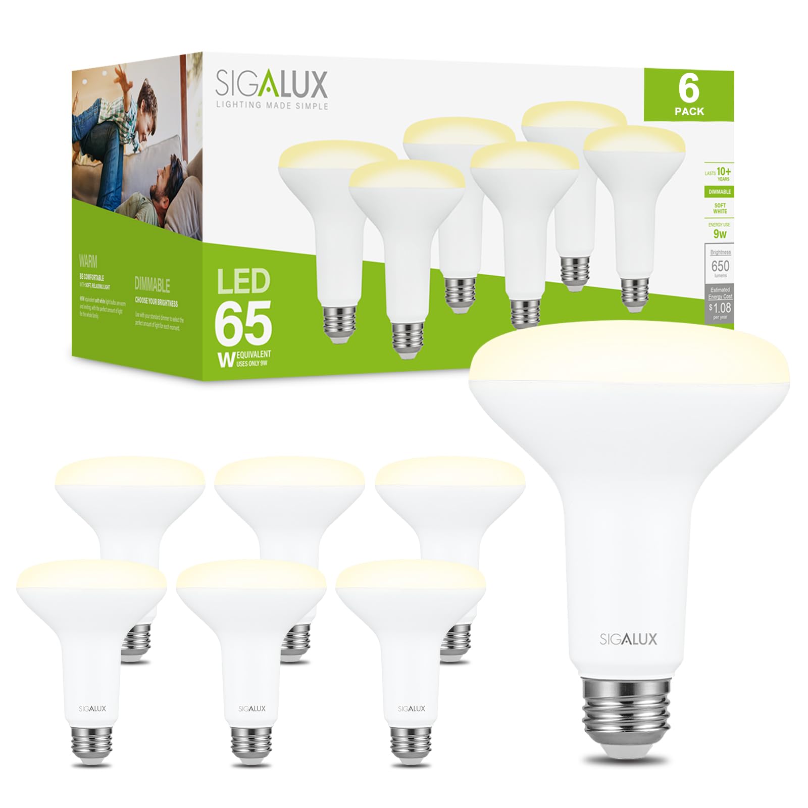 Foto 2 pulgar | Focos Led Sigalux Br30  650 Lm  2700 K  Color Blanco Suave  Paquete De 6 - Venta Internacional.