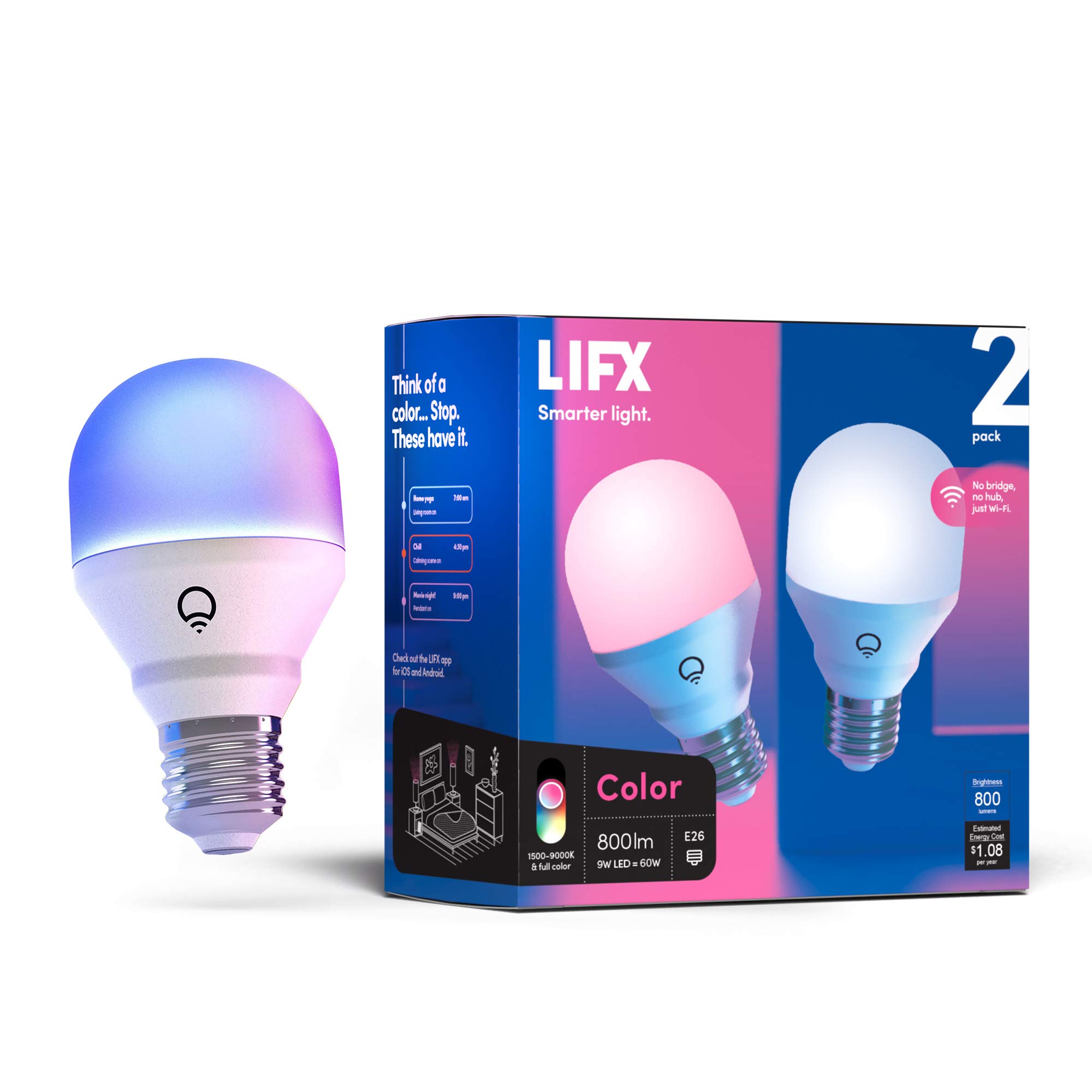 Foto 2 pulgar | Bombilla Led Inteligente Lifx Color A19 800 Lúmenes (paquete De 2) - Venta Internacional.