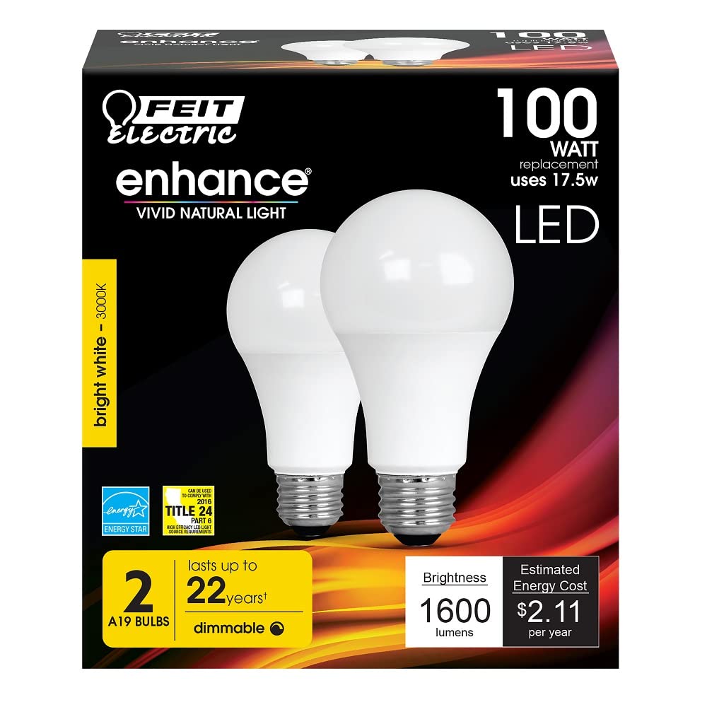 Foto 3 pulgar | Paquete De 2 Bombillas Led Feit Electric A19 Equivalentes A 100 W - Venta Internacional.