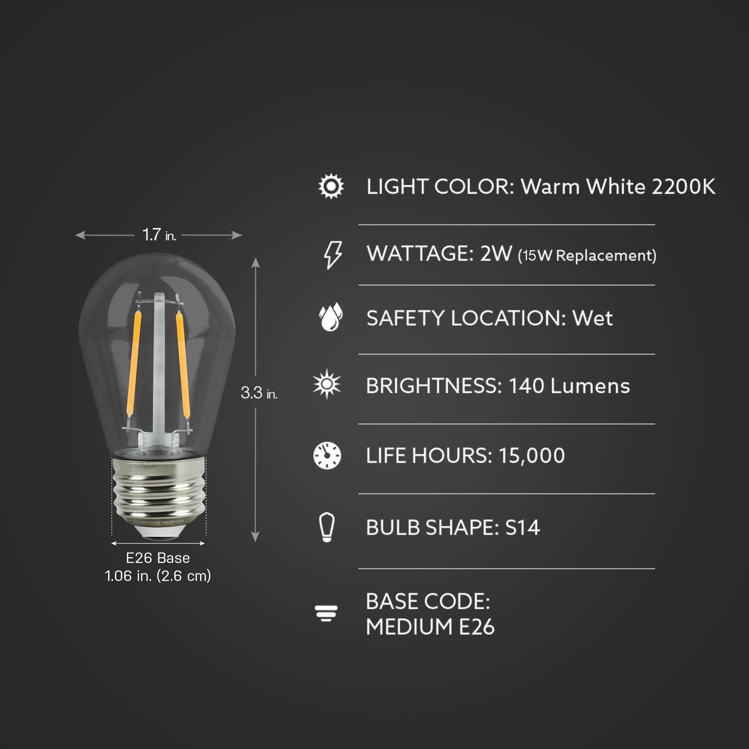 Foto 3 pulgar | Foco Led de Filamento Feit Electric S14 - Venta Internacional