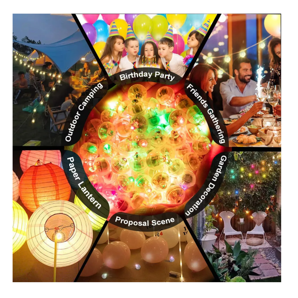 Foto 5 pulgar | 100 Piezas De Luces Led Para Bebidas Con Forma De Globo Belug  Blanco Colores